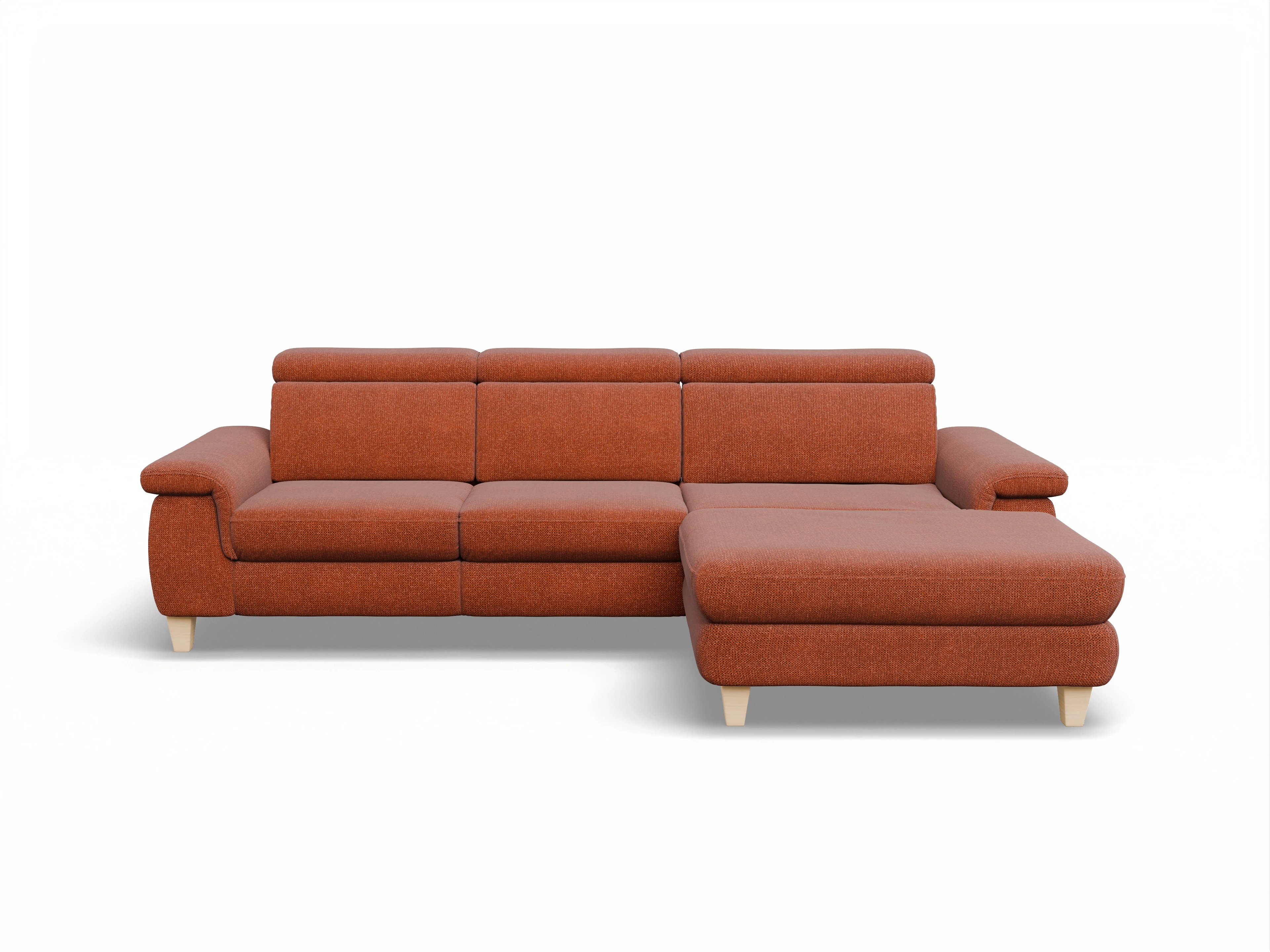 Ansicht des Produktes München Ecksofa rechts Abschluss offen in Stoff Rot