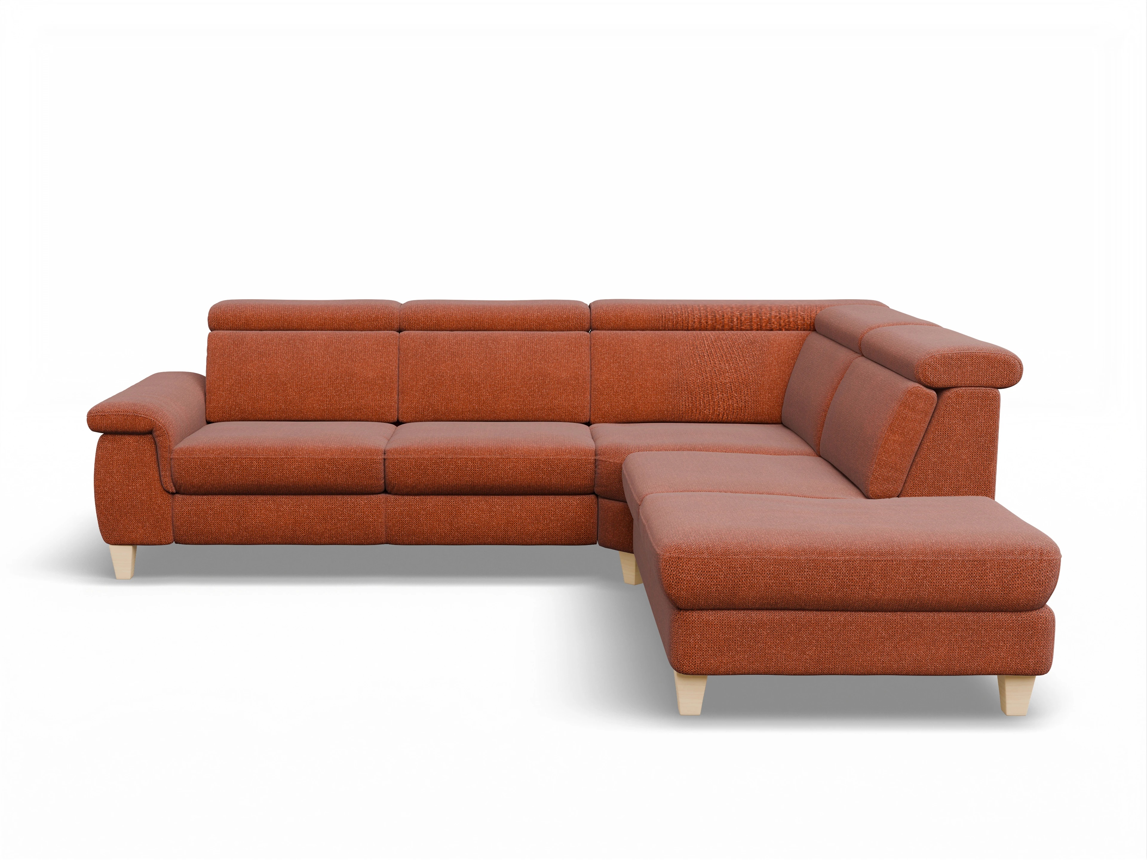 Ansicht des Produktes München Ecksofa rechts Abschluss offen in Stoff Rot