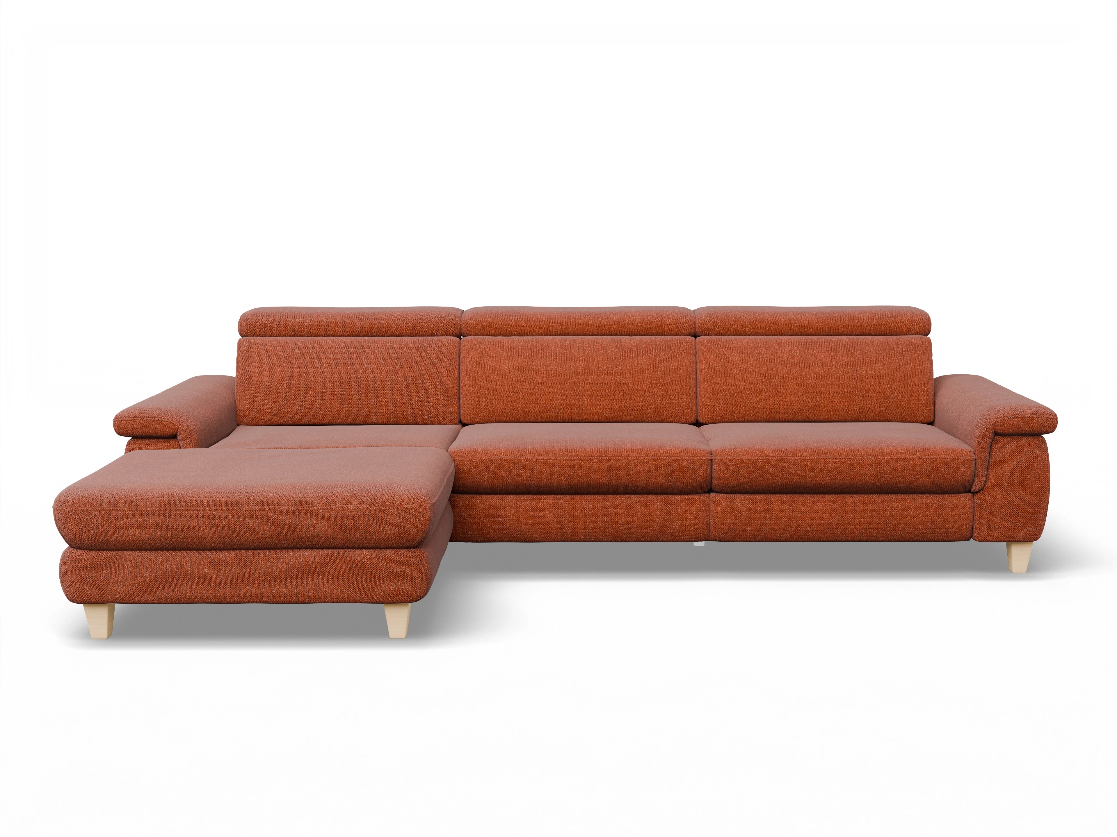 München LOgroß Large L Ansicht des Produktes München Ecksofa links Abschluss offen in Stoff Rot