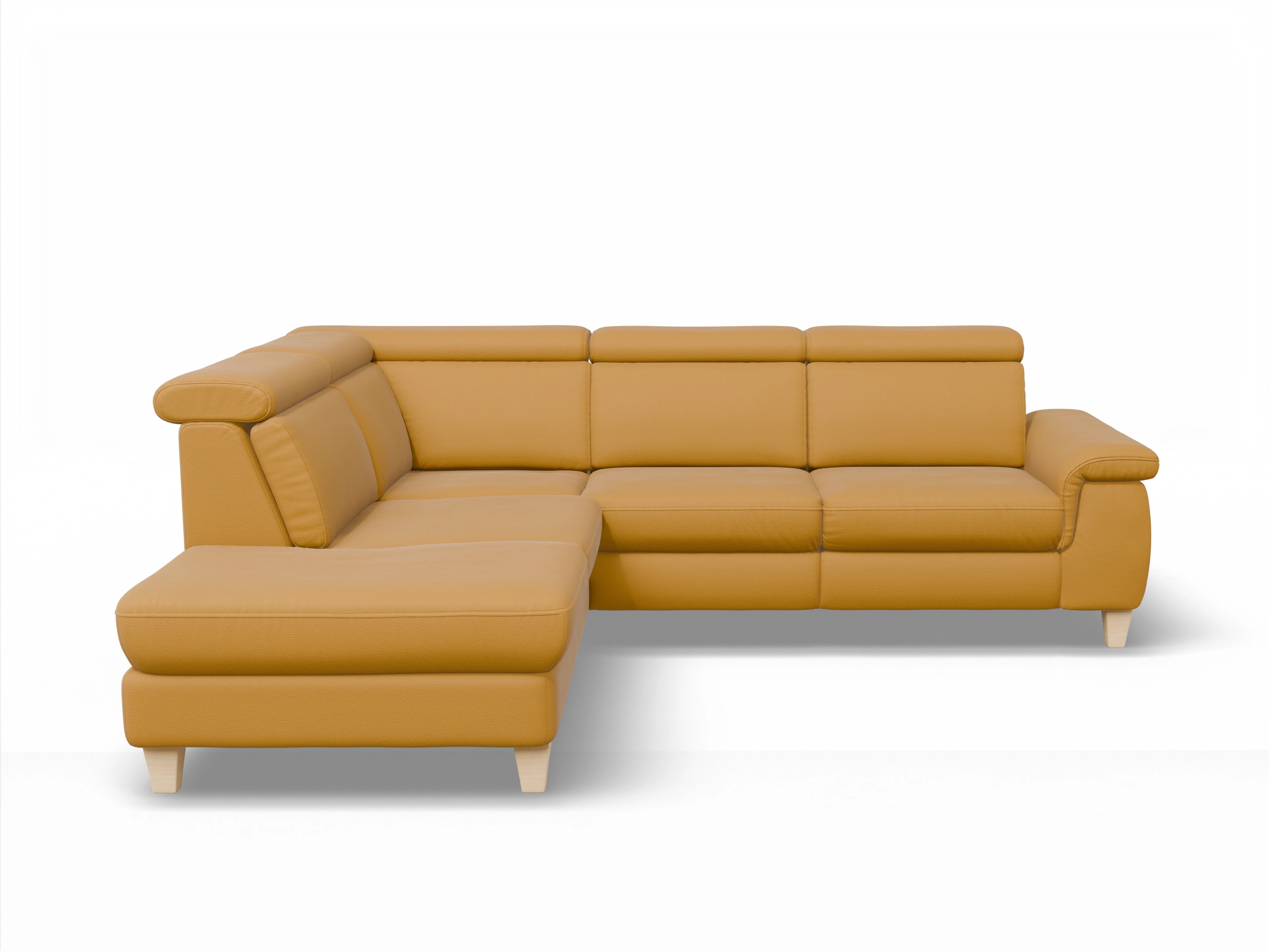 Ansicht des Produktes München Ecksofa links mit Armlehne in Leder Gelb