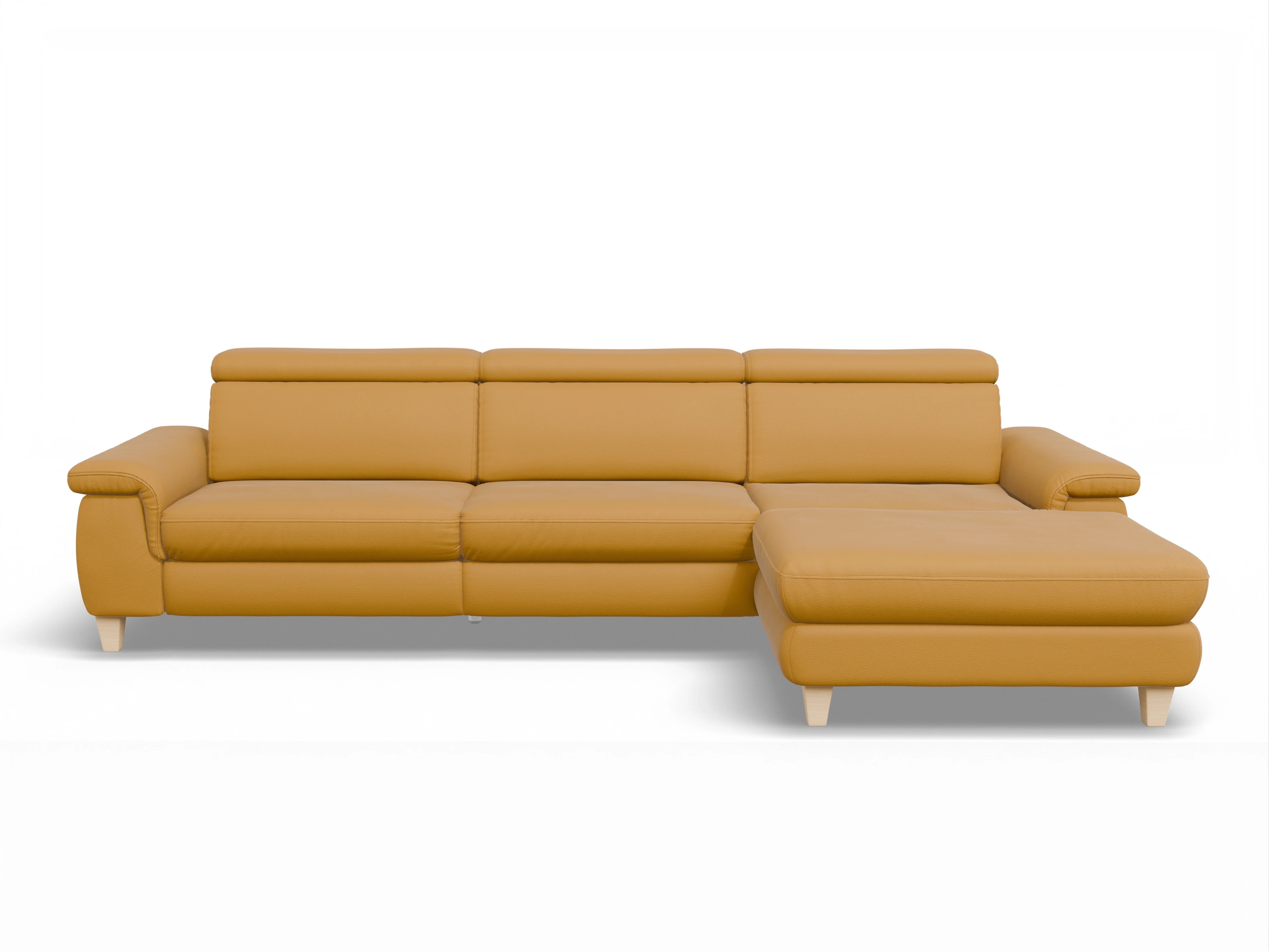 Ansicht des Produktes München Ecksofa rechts Abschluss offen in Leder Gelb