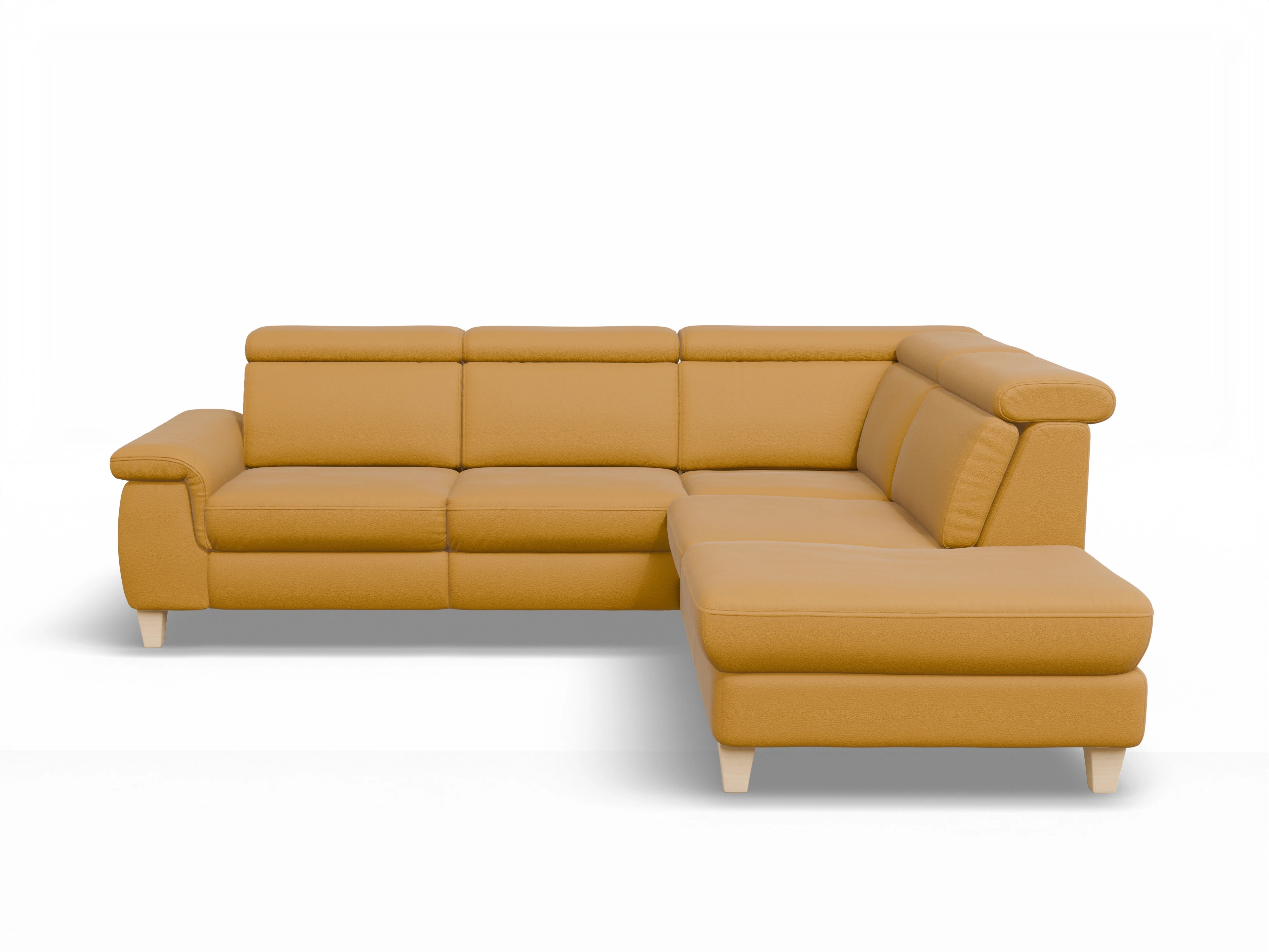 München 1AH WEkl Medium R Ansicht des Produktes München Ecksofa rechts Abschluss offen in Leder Gelb