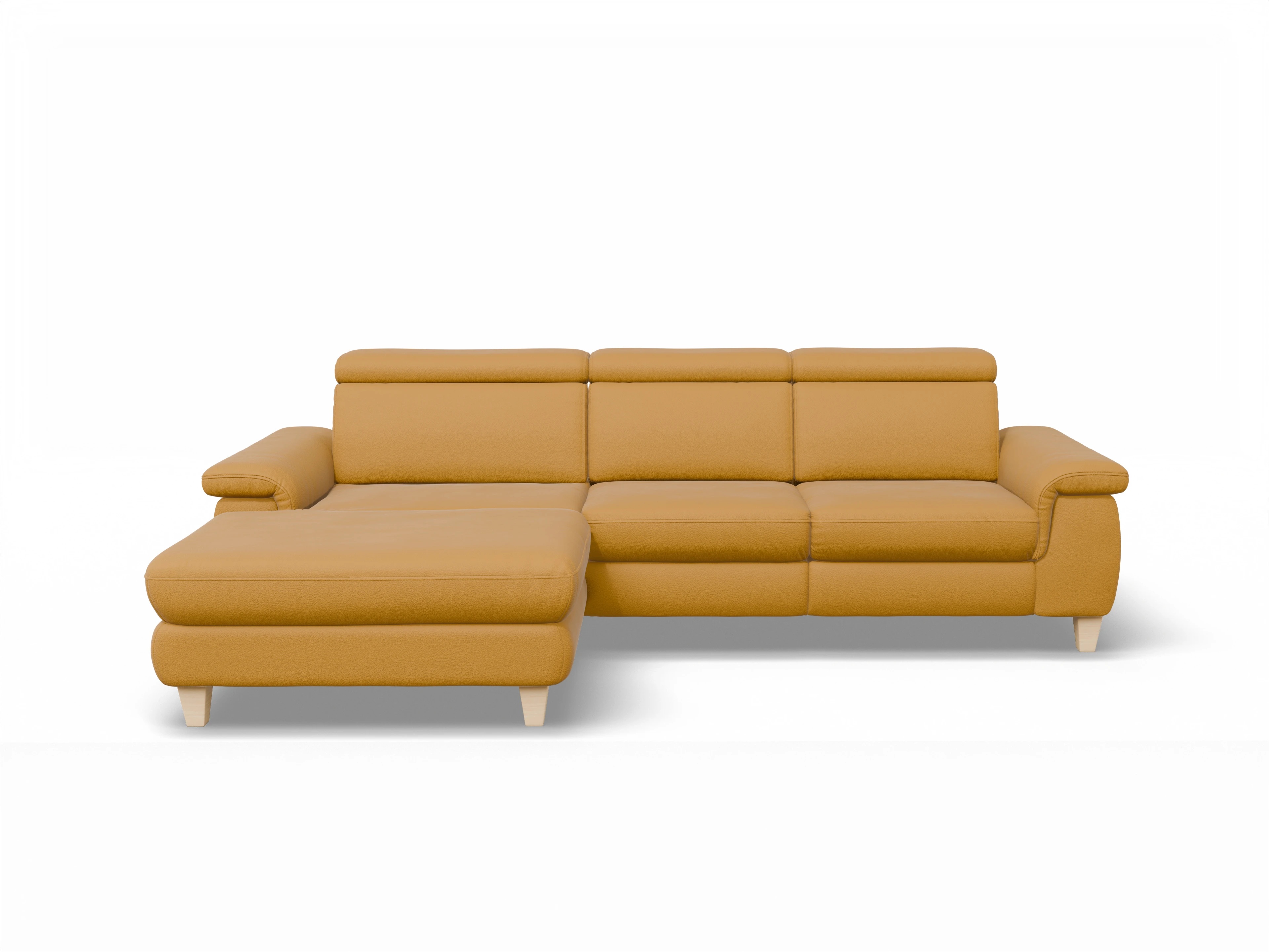 Ansicht des Produktes München Ecksofa links Abschluss offen in Leder Gelb