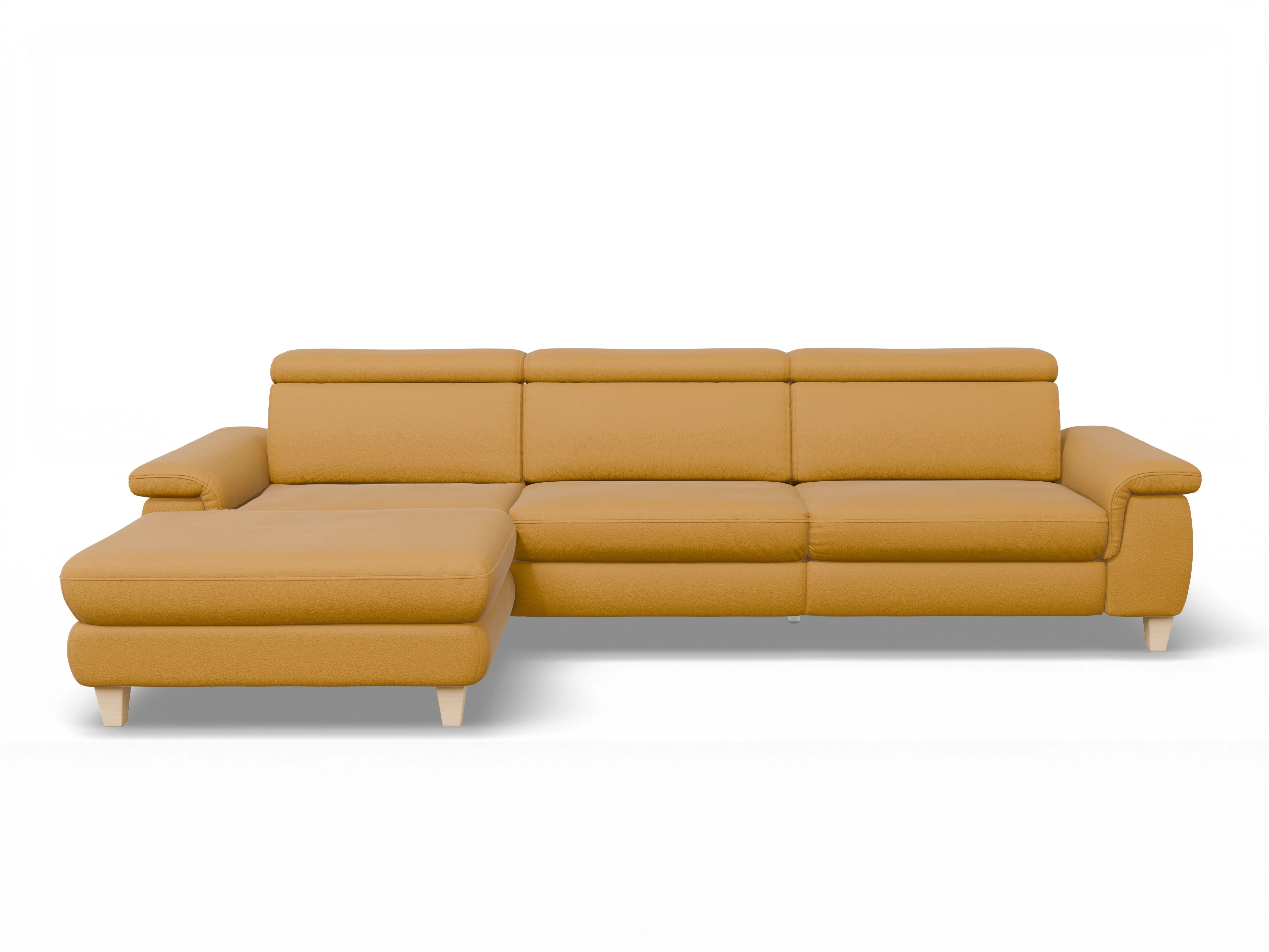 Ansicht des Produktes München Ecksofa links Abschluss offen in Leder Gelb
