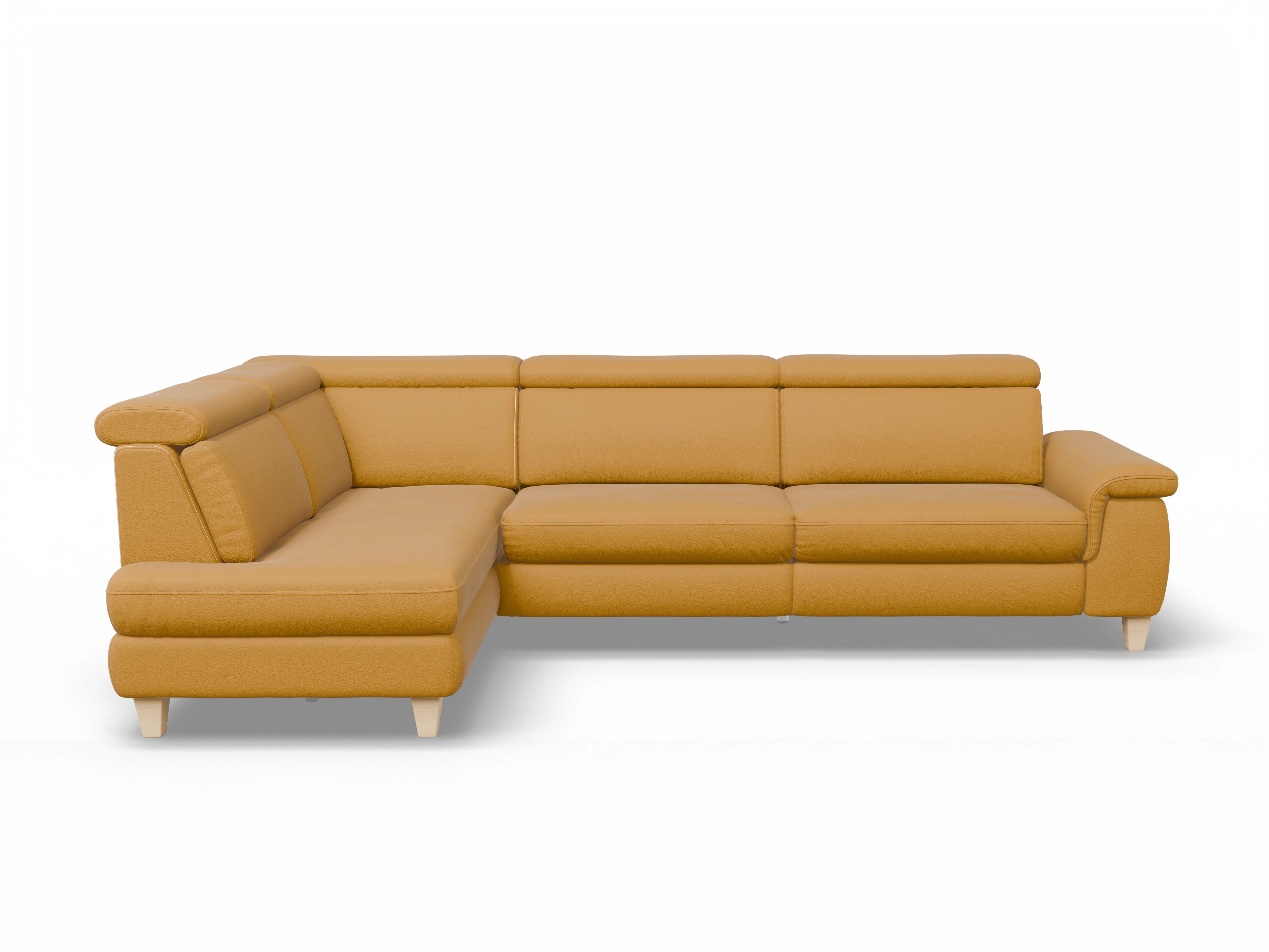 Ansicht des Produktes München Ecksofa links Abschluss offen in Leder Gelb