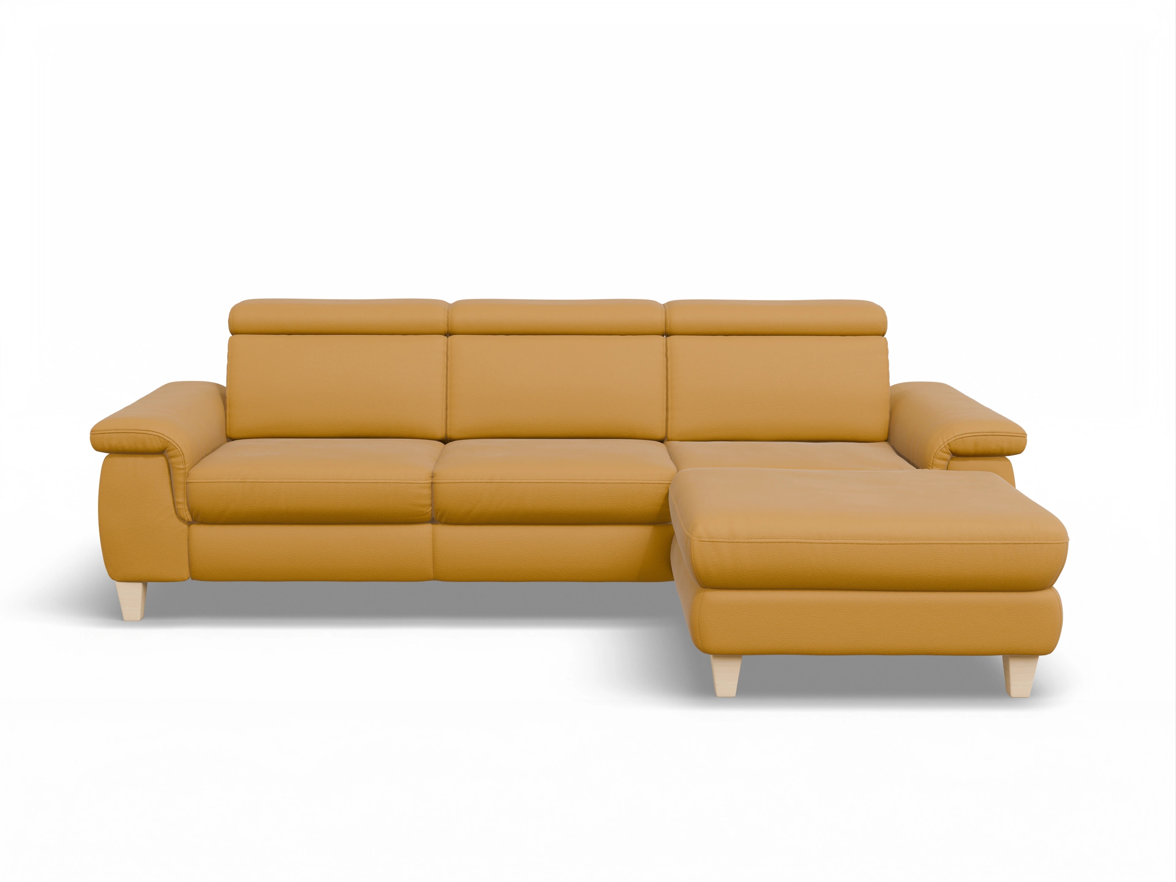 Ansicht des Produktes München Ecksofa rechts Abschluss offen in Leder Gelb