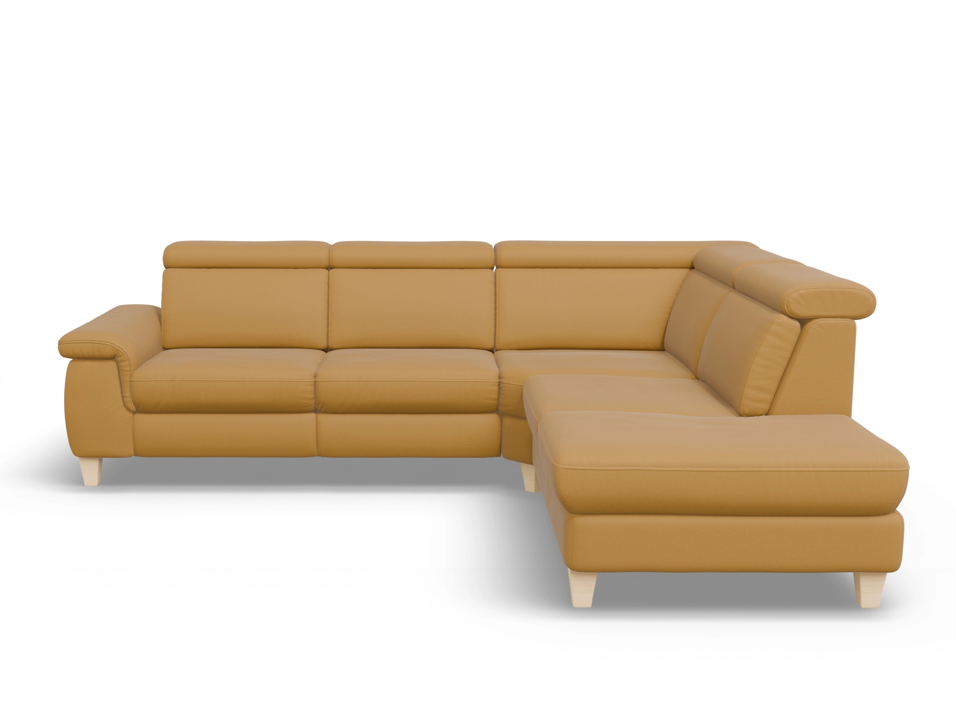 Ansicht des Produktes München Ecksofa rechts Abschluss offen in Leder Gelb