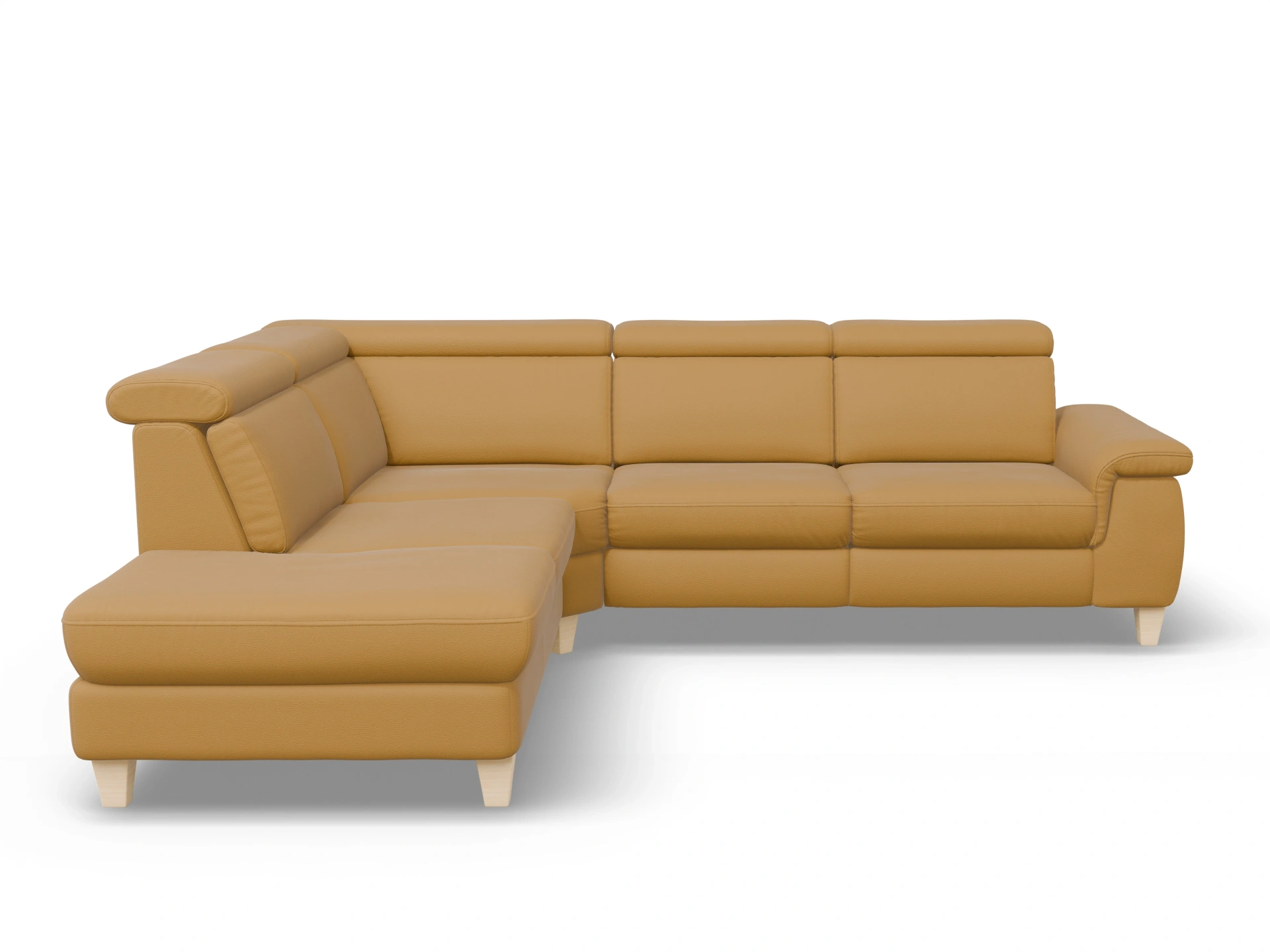 Ansicht des Produktes München Ecksofa links Abschluss offen in Leder Gelb