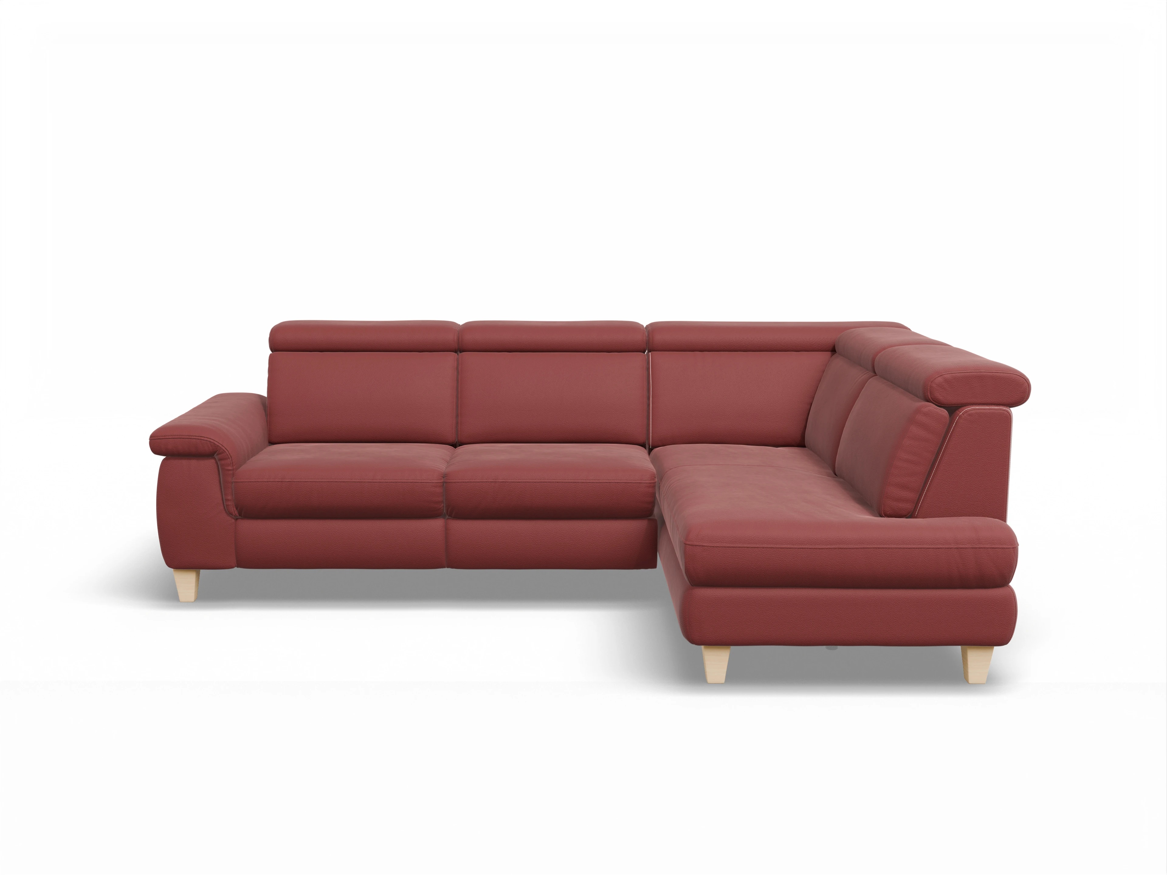 München KO Medium R Ansicht des Produktes München Ecksofa rechts Abschluss offen in Leder Rot