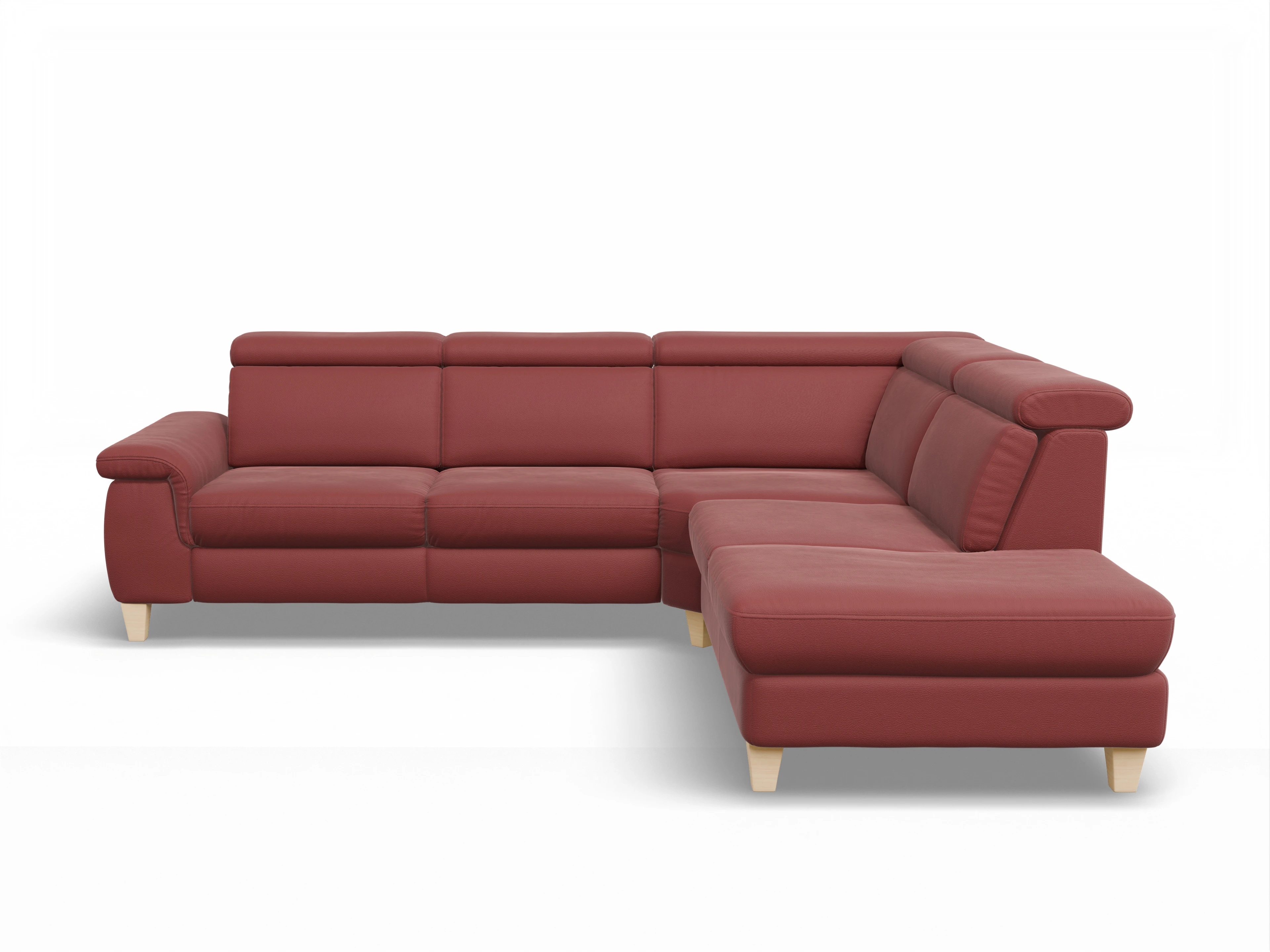 Ansicht des Produktes München Ecksofa rechts Abschluss offen in Leder Rot