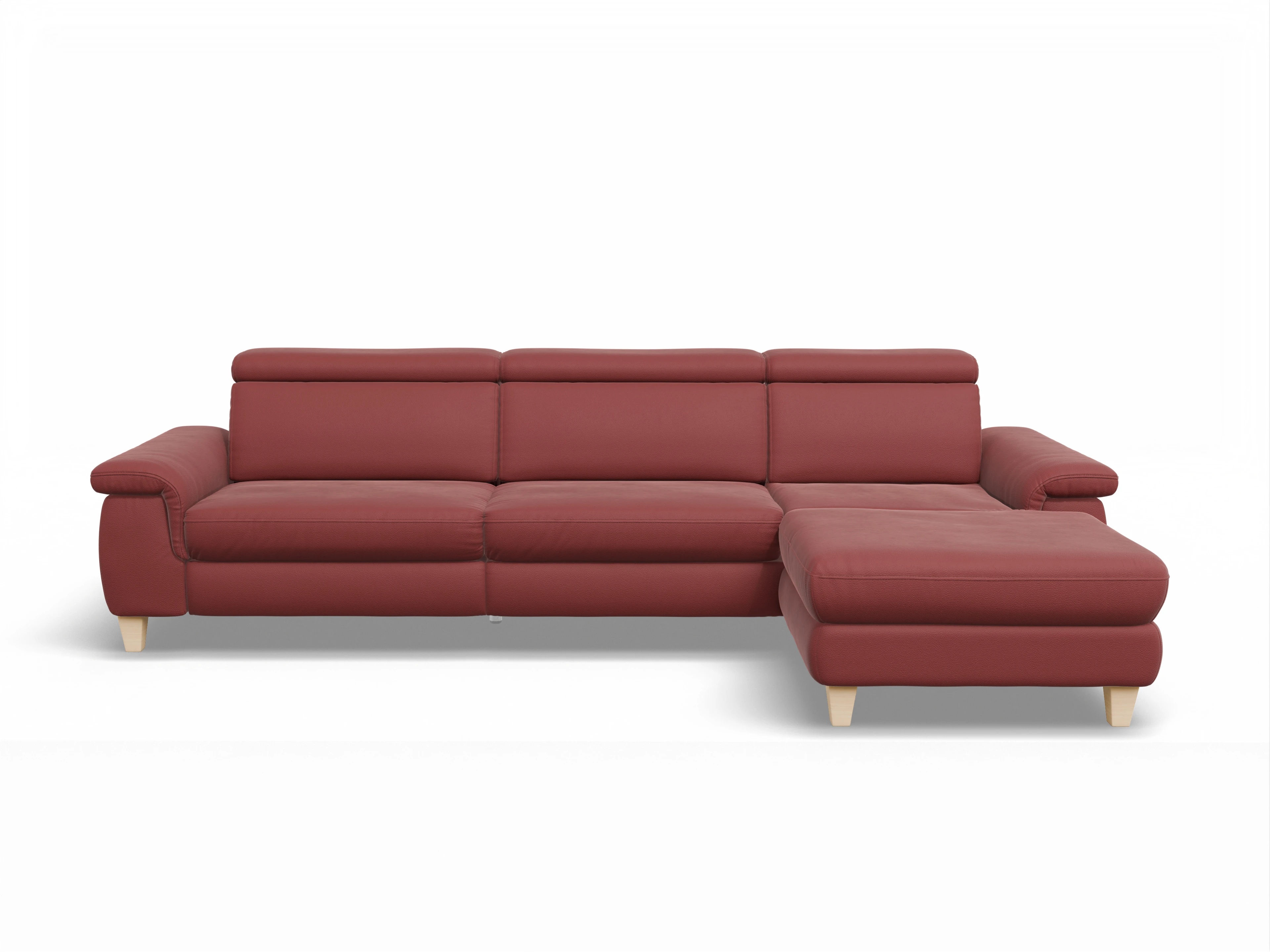 Ansicht des Produktes München Ecksofa rechts Abschluss offen in Leder Rot