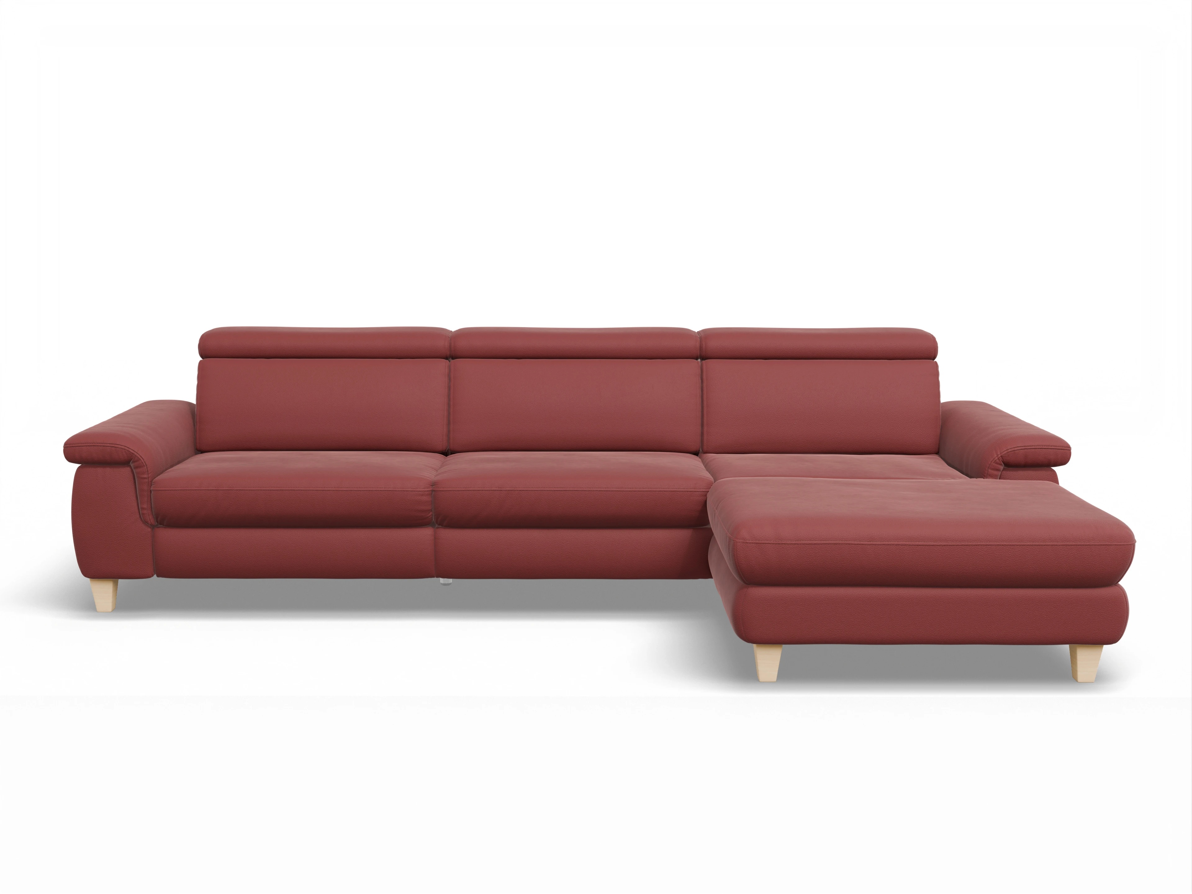 Ansicht des Produktes München Ecksofa rechts Abschluss offen in Leder Rot