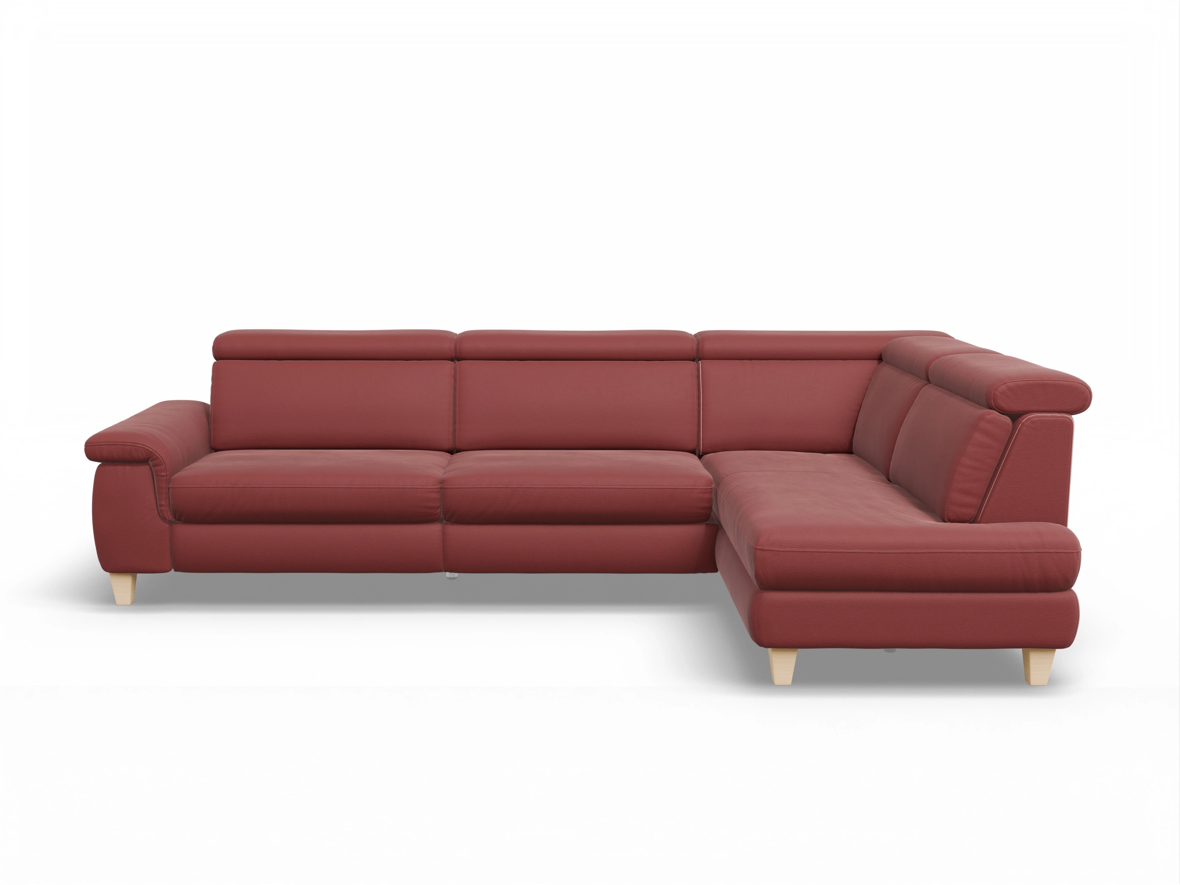 Ansicht des Produktes München Ecksofa rechts Abschluss offen in Leder Rot