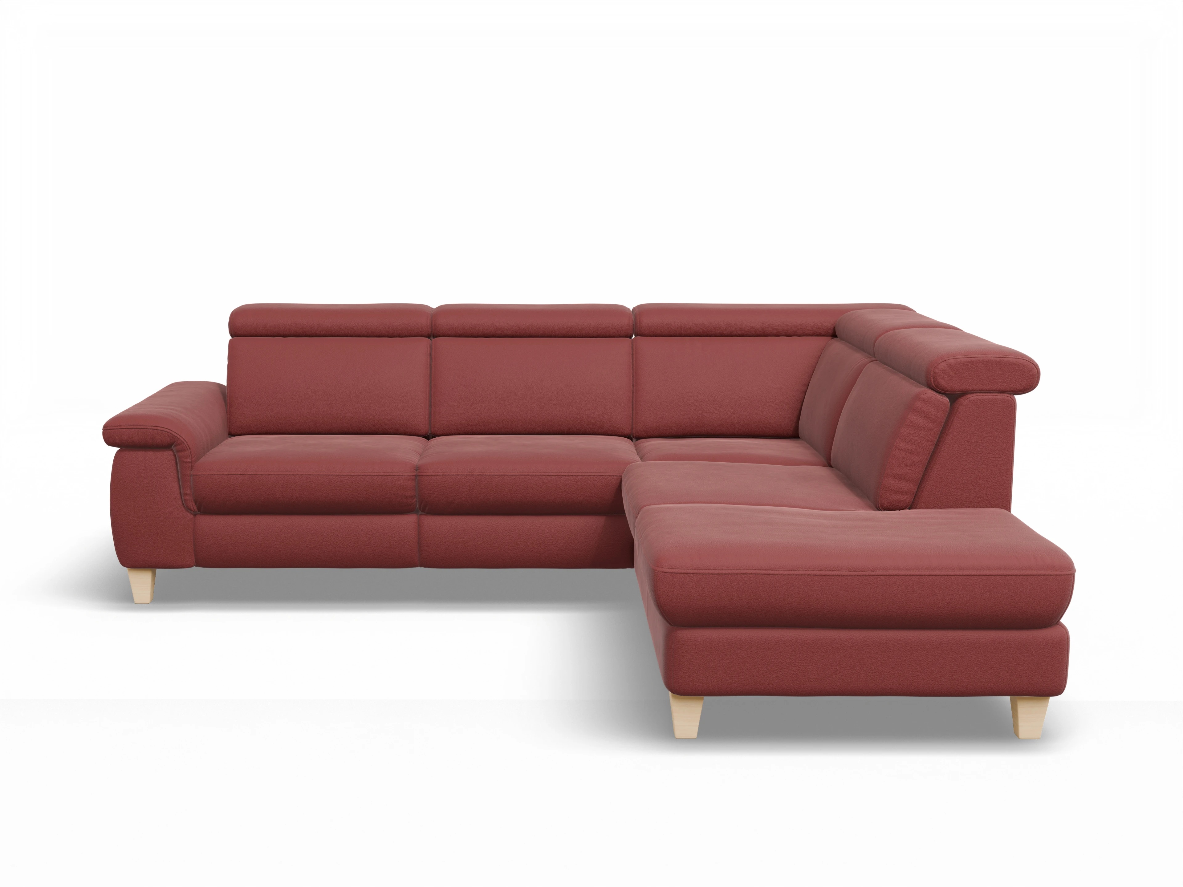 München 1AH WEkl Medium R Ansicht des Produktes München Ecksofa rechts Abschluss offen in Leder Rot