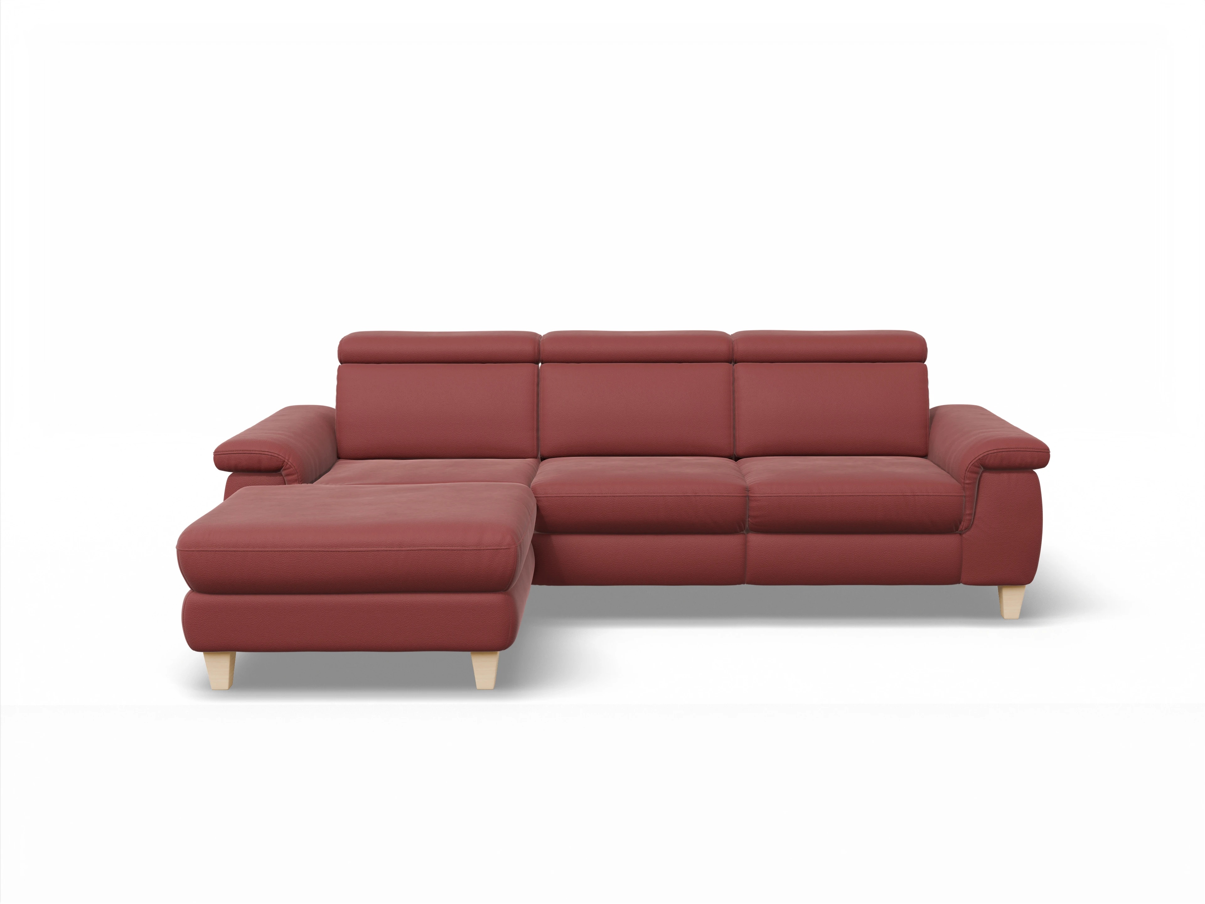 München LO Medium L Ansicht des Produktes München Ecksofa links Abschluss offen in Leder Rot