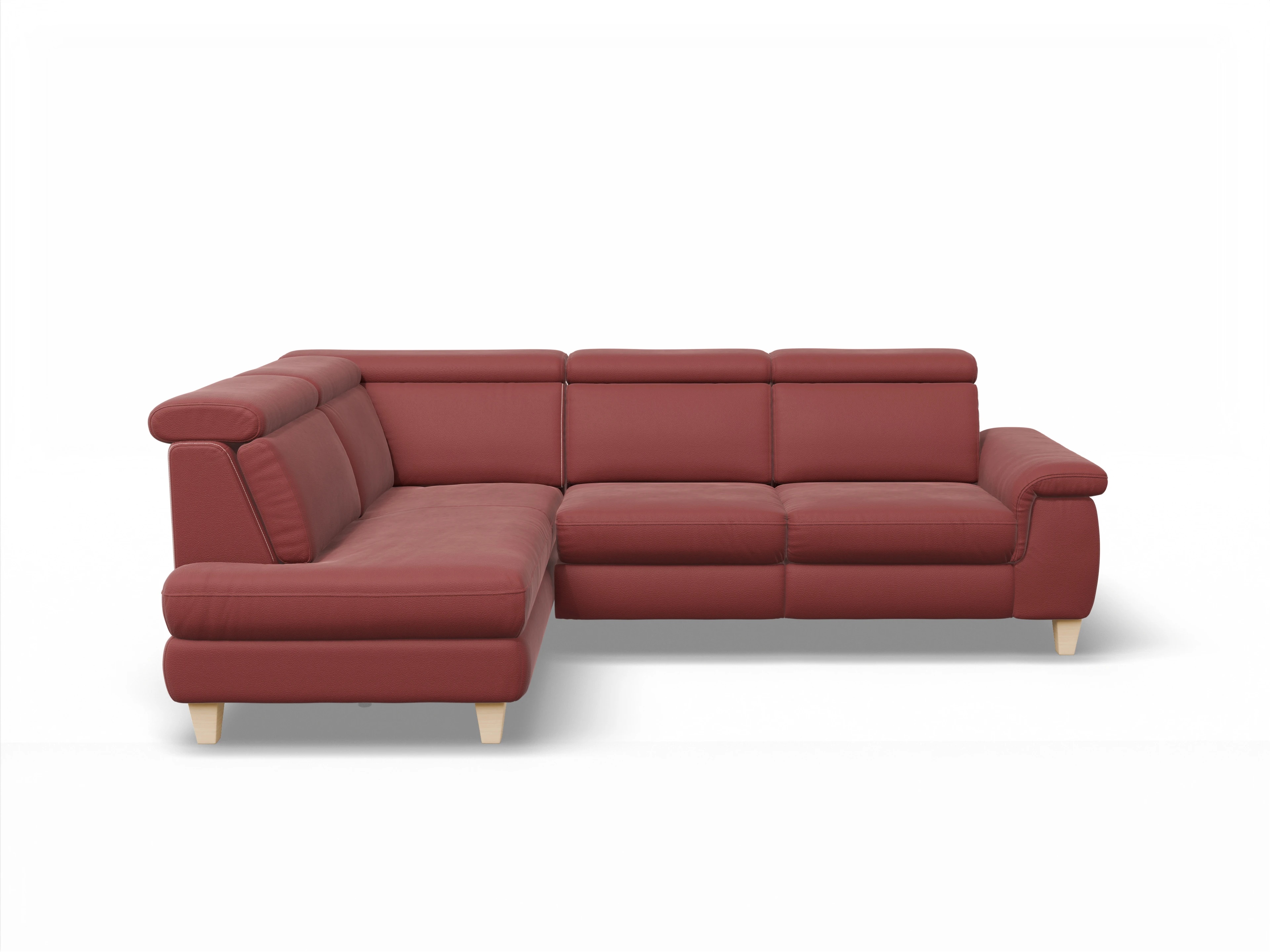 Ansicht des Produktes München Ecksofa links Abschluss offen in Leder Rot