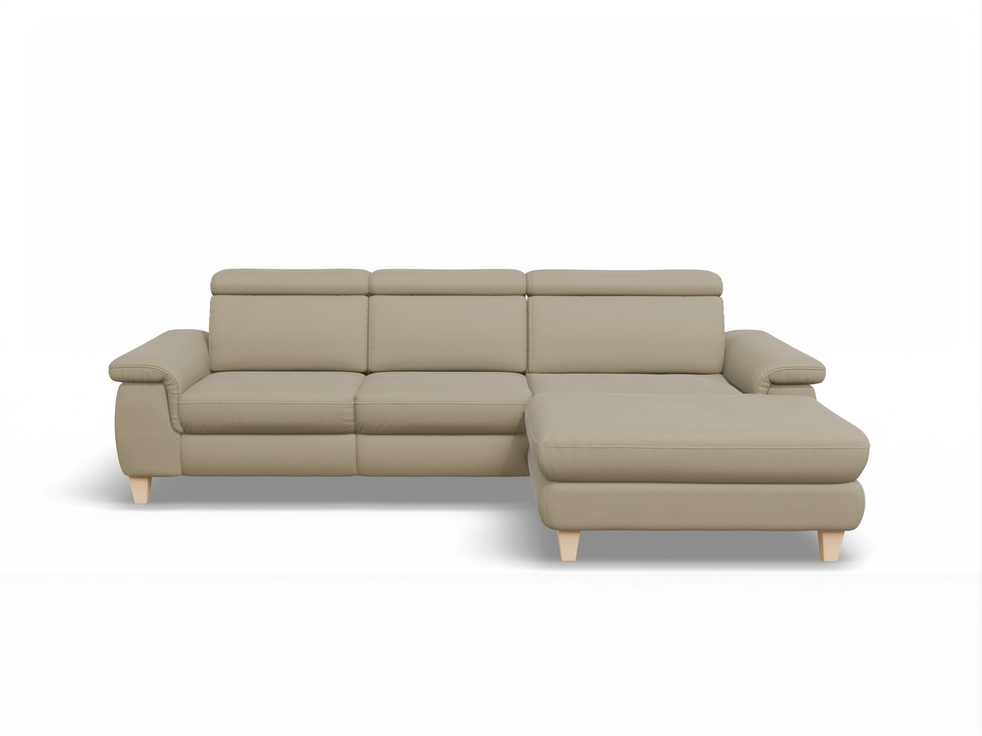 Ansicht des Produktes München Ecksofa rechts Abschluss offen in Leder Braun