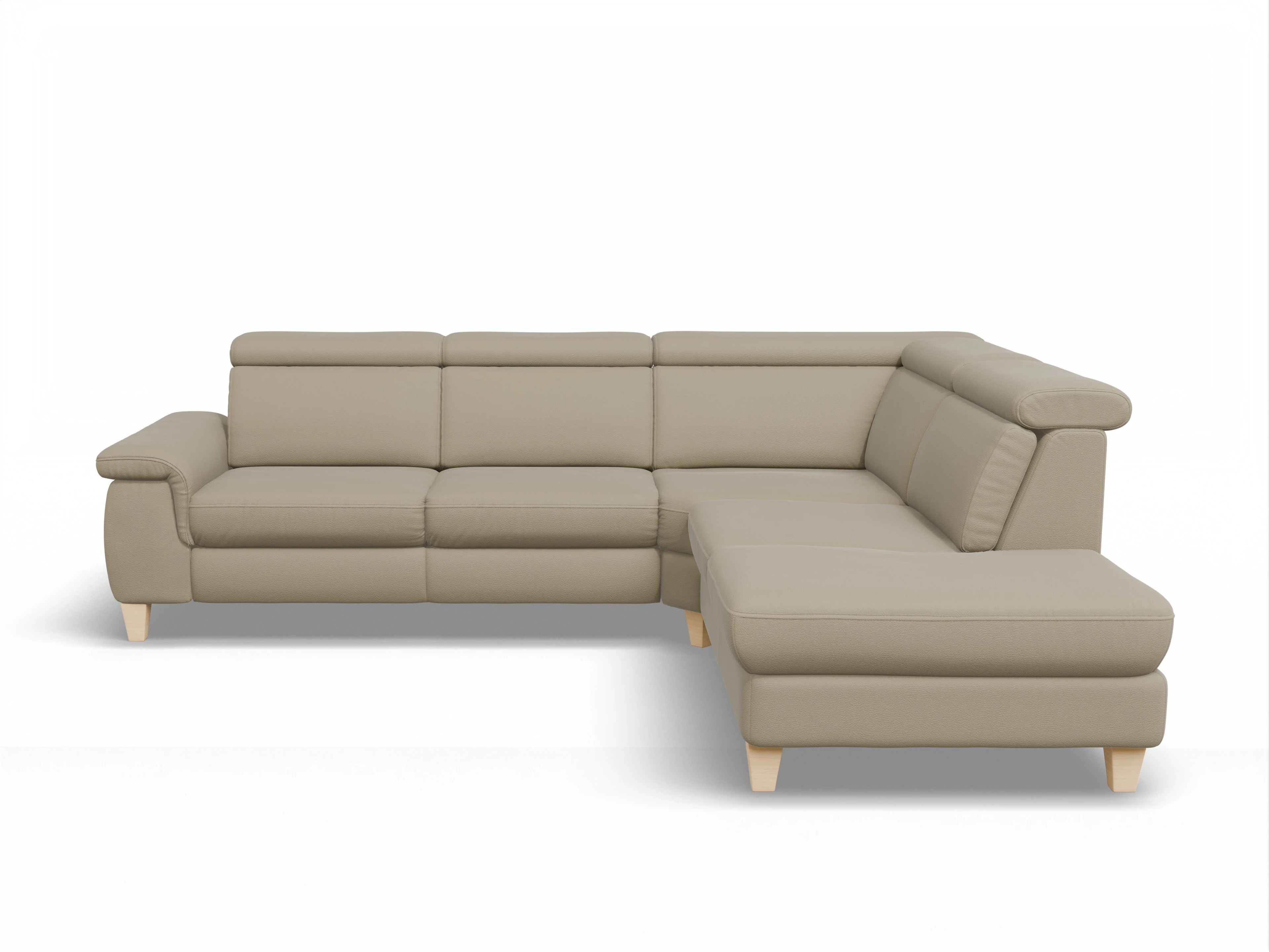 Ansicht des Produktes München Ecksofa rechts Abschluss offen in Leder Braun