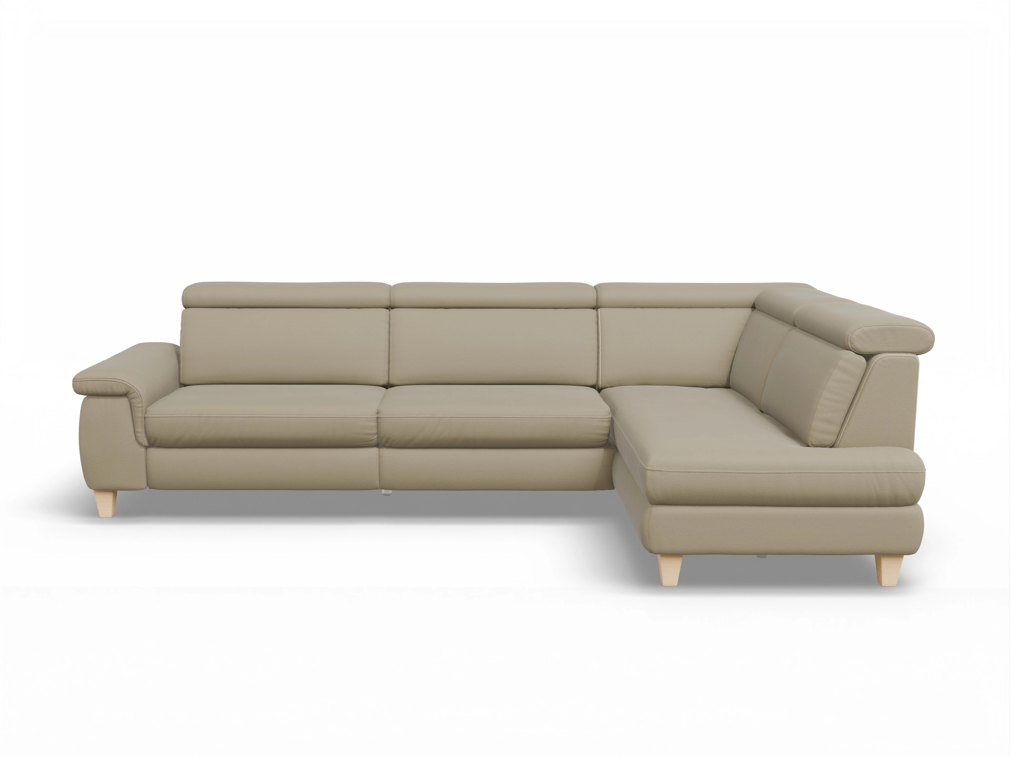 Ansicht des Produktes München Ecksofa rechts Abschluss offen in Leder Braun