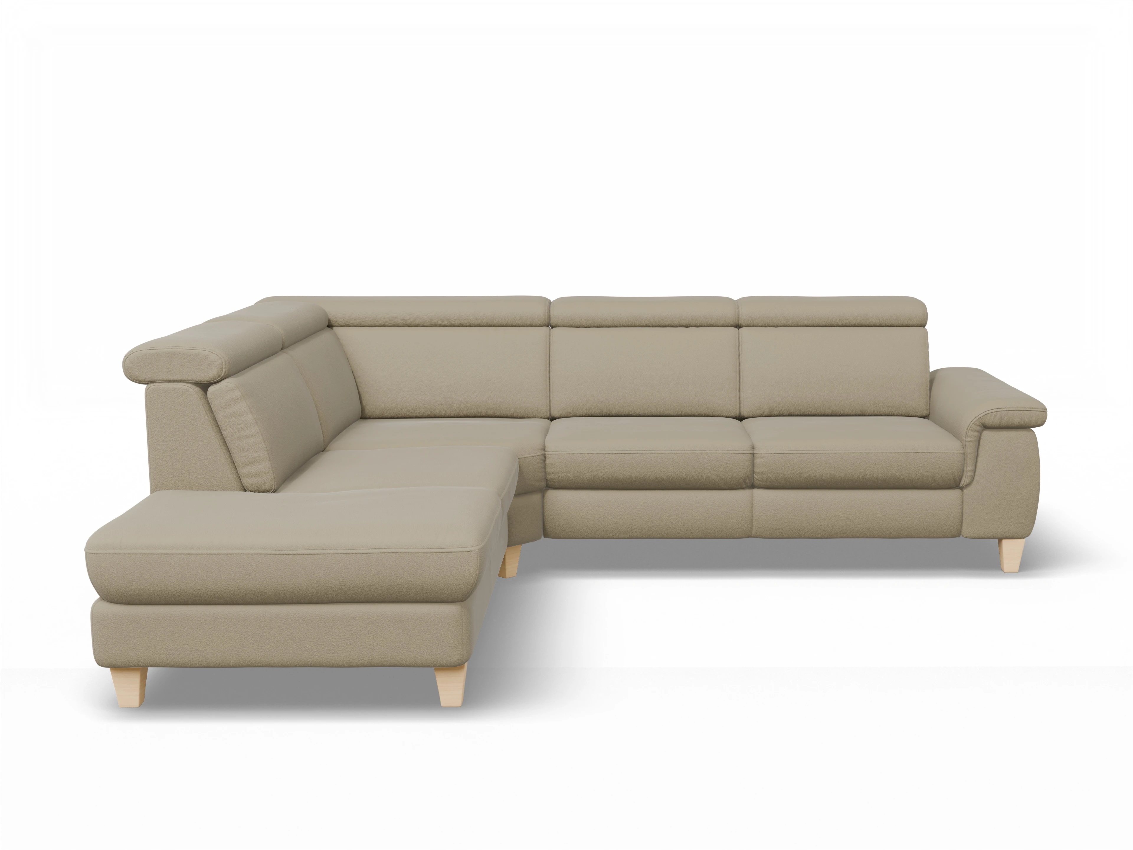 München 1Aho WE Small L Ansicht des Produktes München Ecksofa links Abschluss offen in Leder Braun