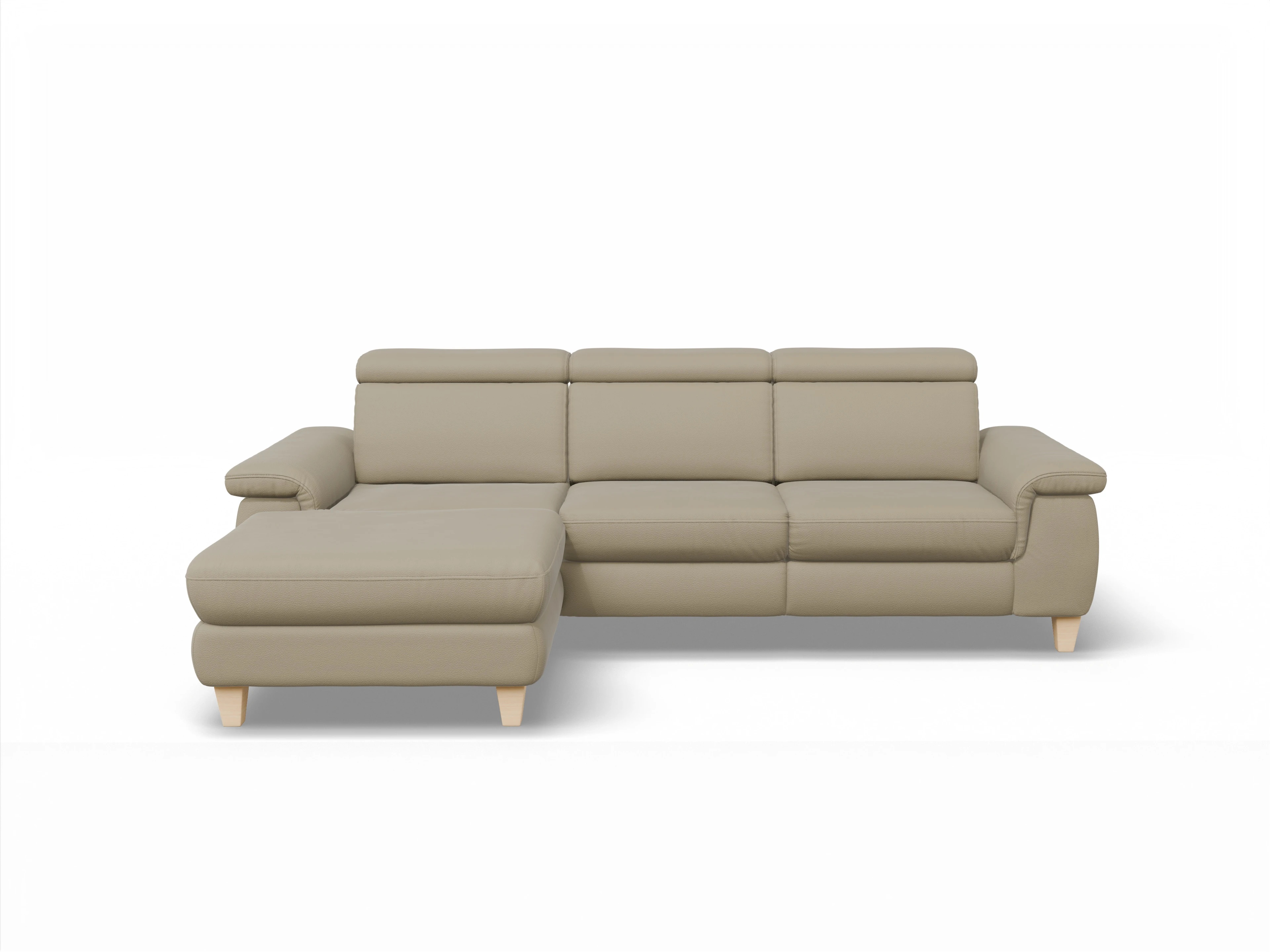 München LO Medium L Ansicht des Produktes München Ecksofa links Abschluss offen in Leder Braun