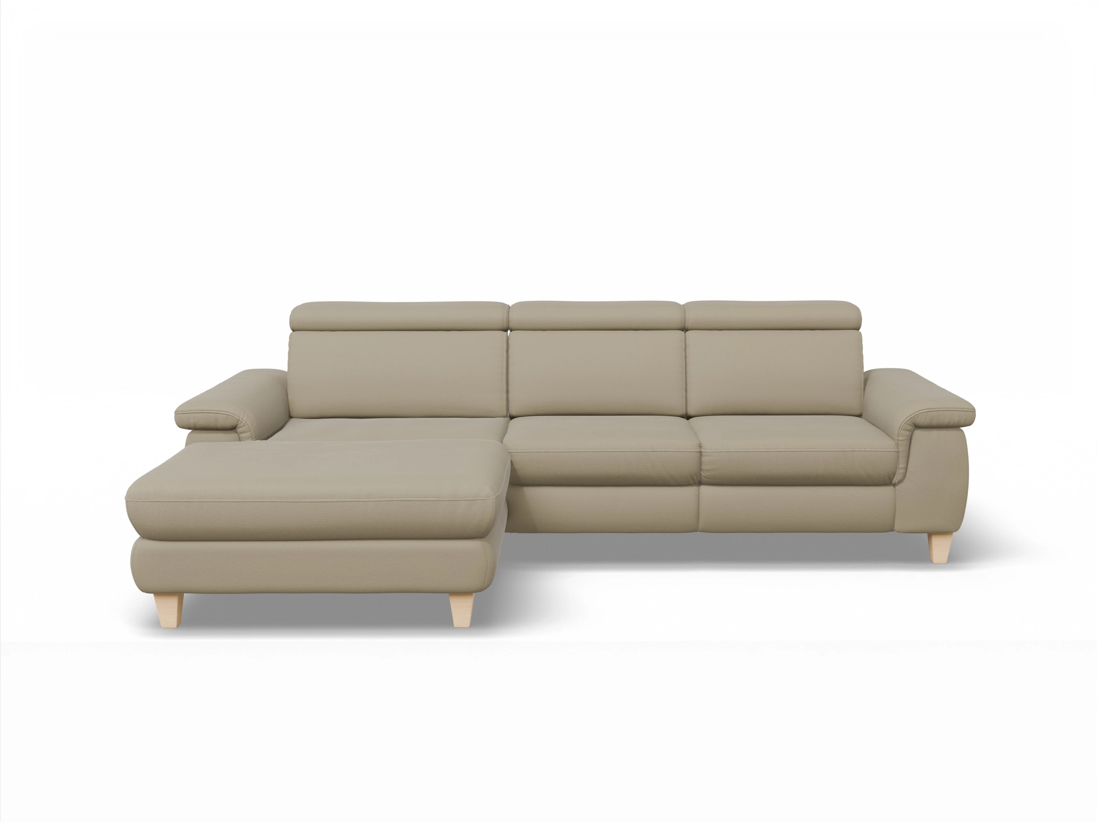 München LOgroß Medium L Ansicht des Produktes München Ecksofa links Abschluss offen in Leder Braun