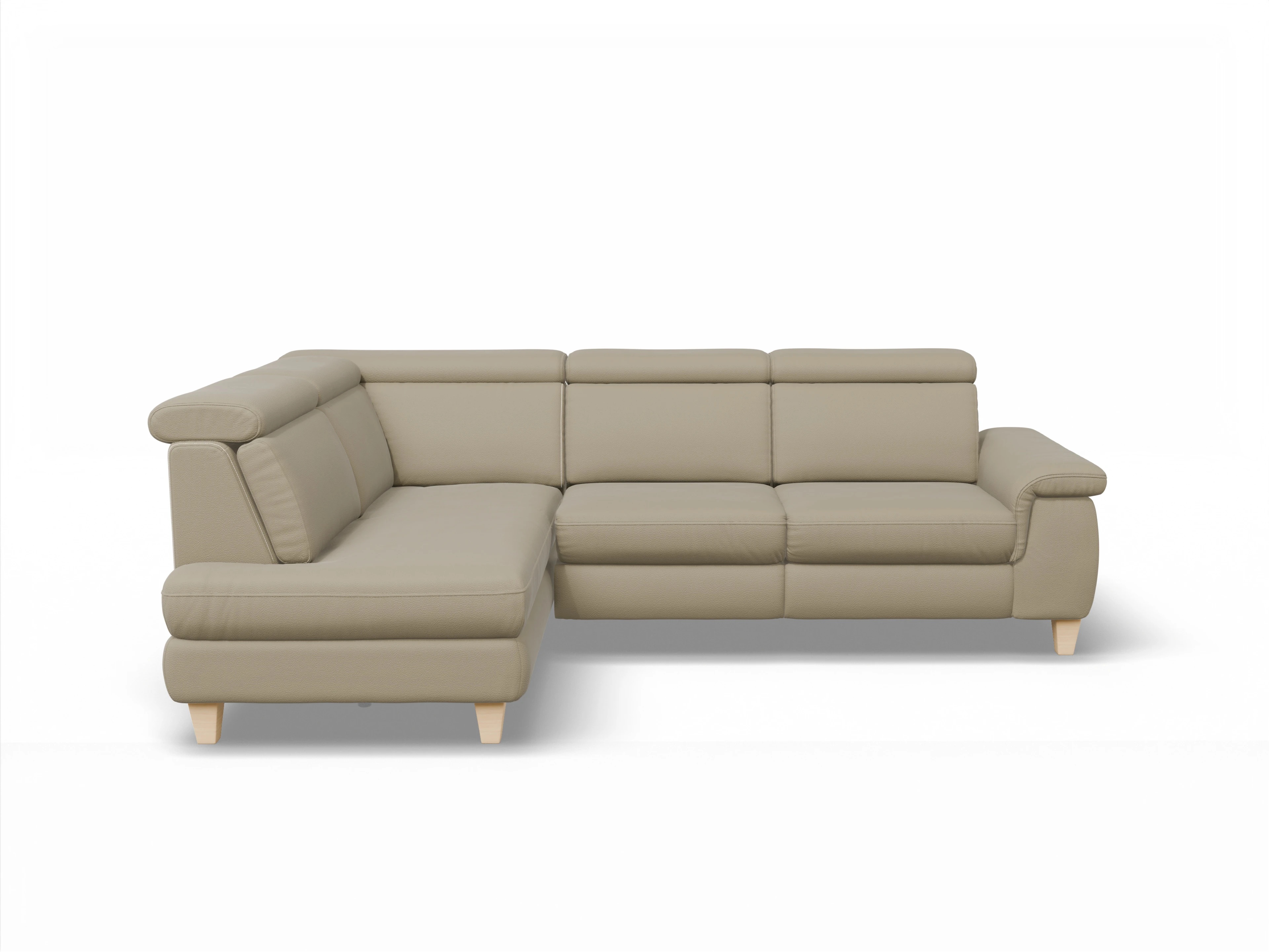 Ansicht des Produktes München Ecksofa links Abschluss offen in Leder Braun