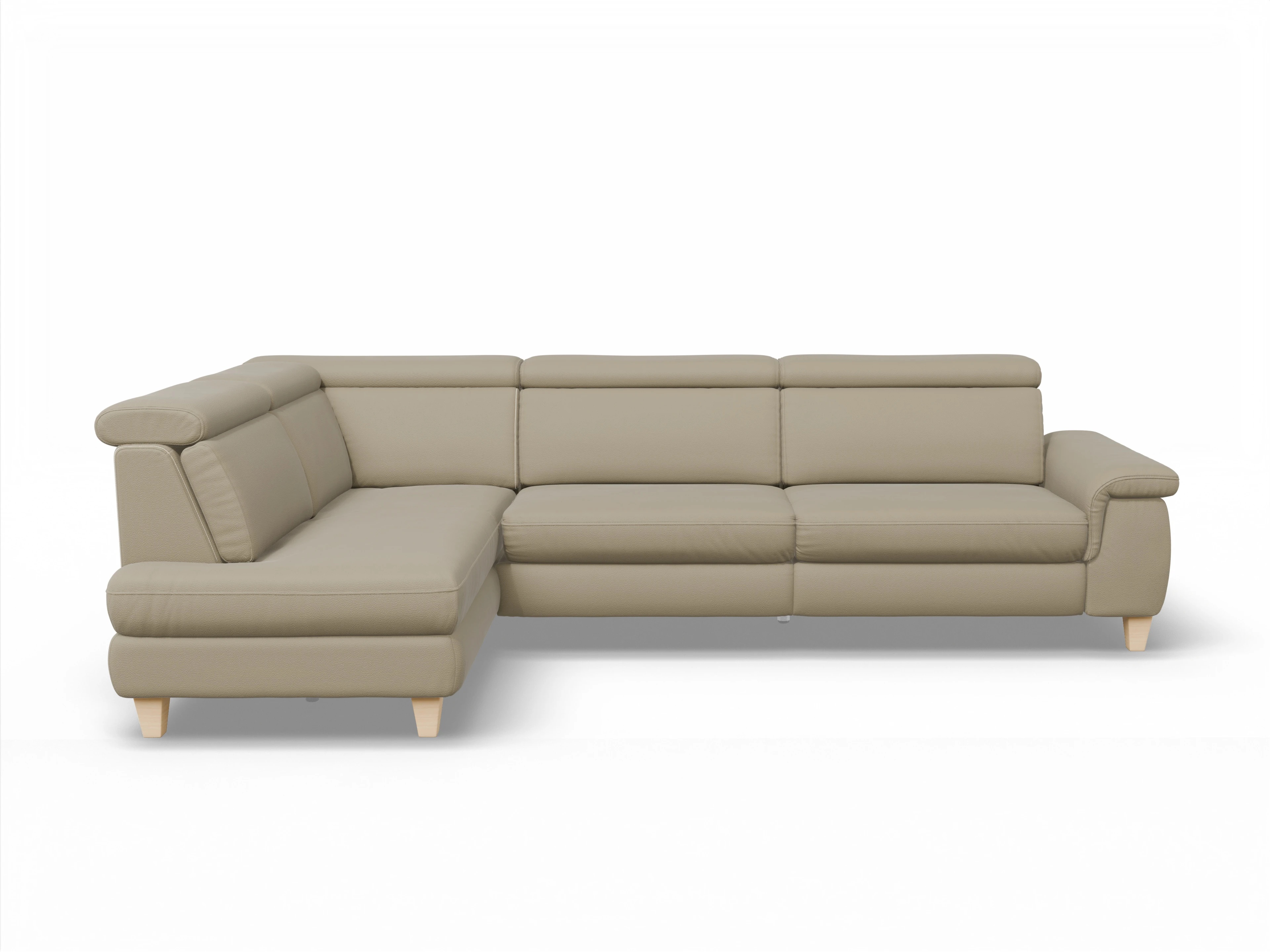 Ansicht des Produktes München Ecksofa links Abschluss offen in Leder Braun