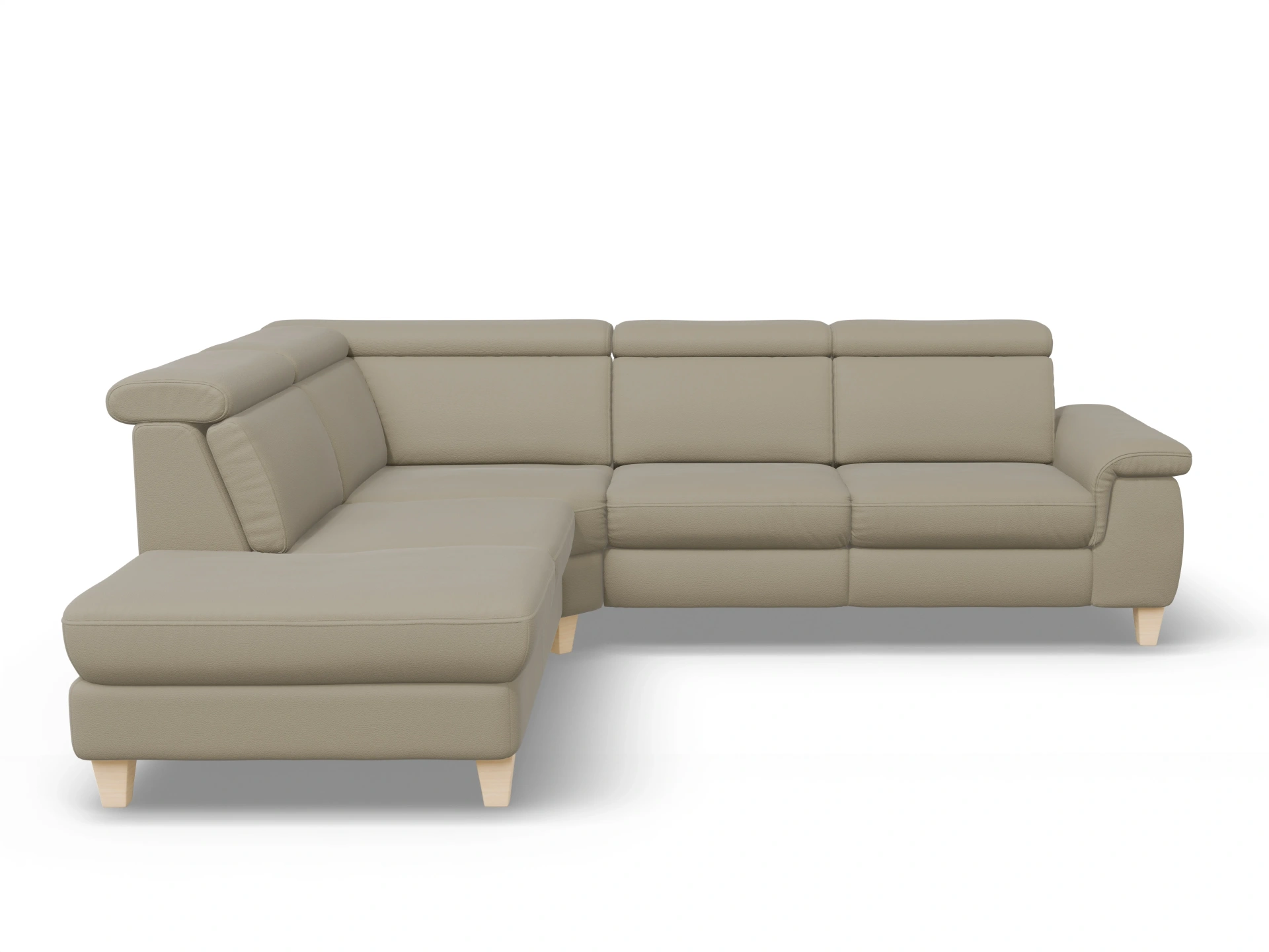 Ansicht des Produktes München Ecksofa links Abschluss offen in Leder Braun