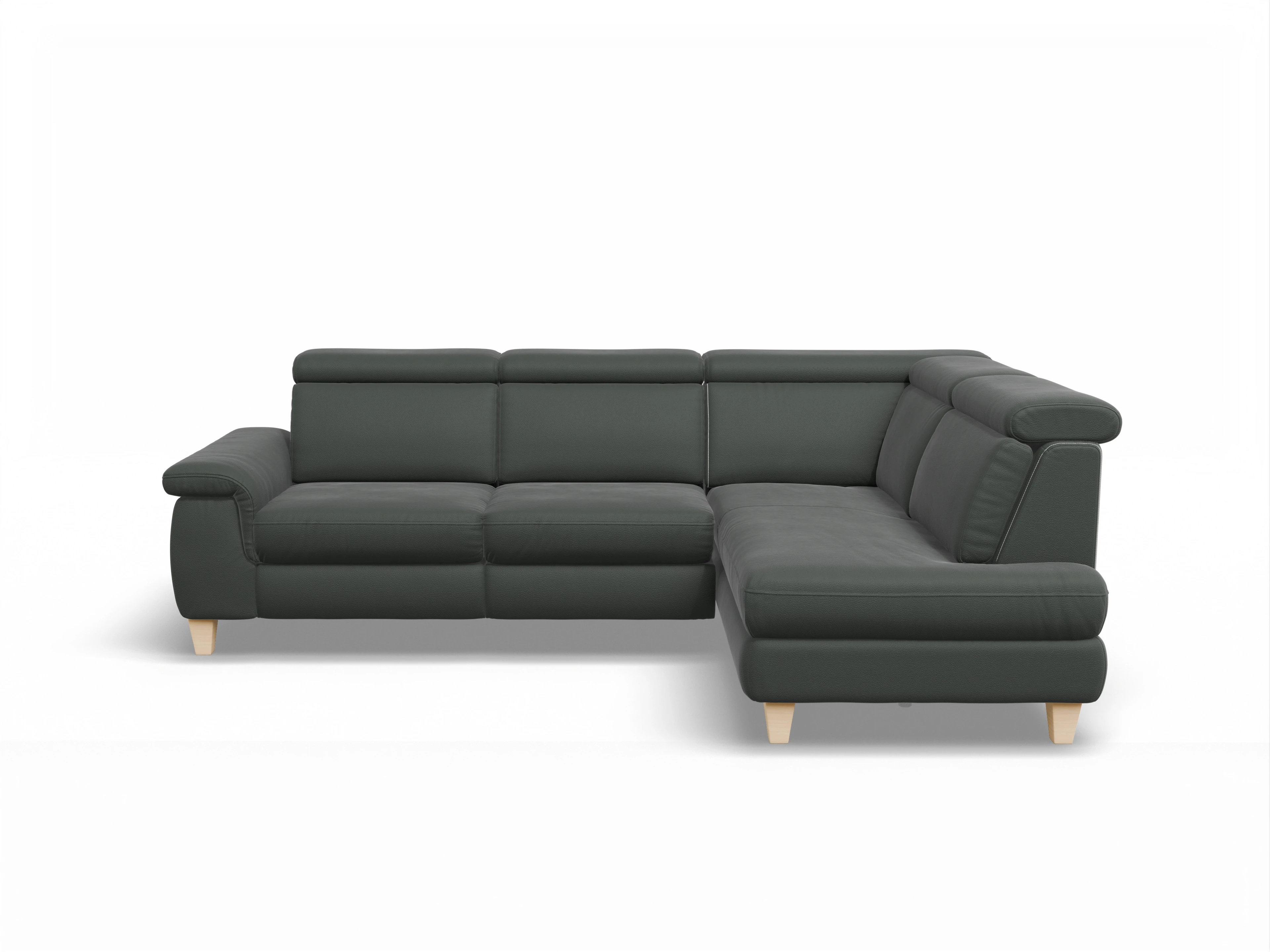 München KO Medium R Ansicht des Produktes München Ecksofa rechts Abschluss offen in Leder Grau