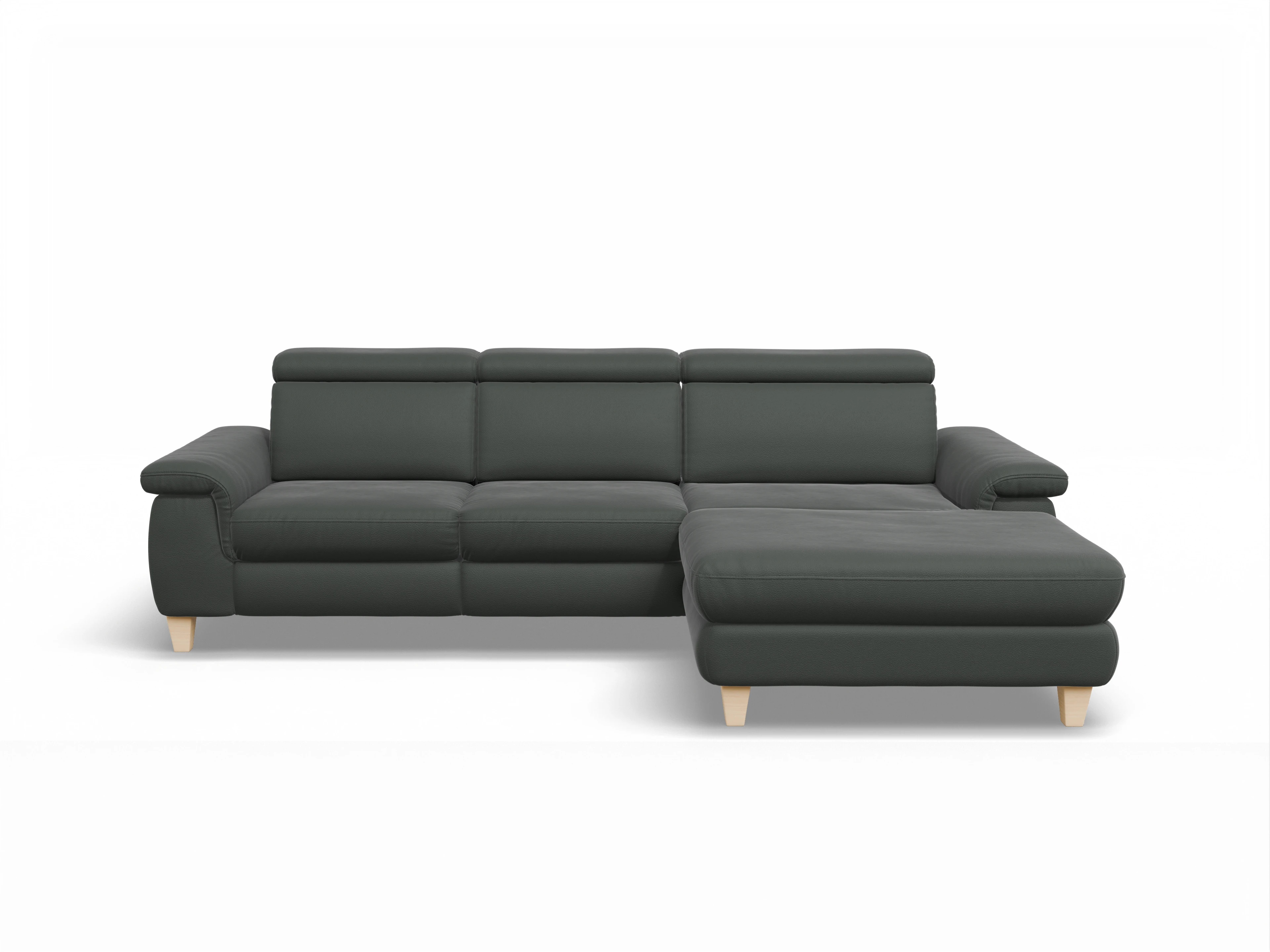 München LOgroß Medium R Ansicht des Produktes München Ecksofa rechts Abschluss offen in Leder Grau