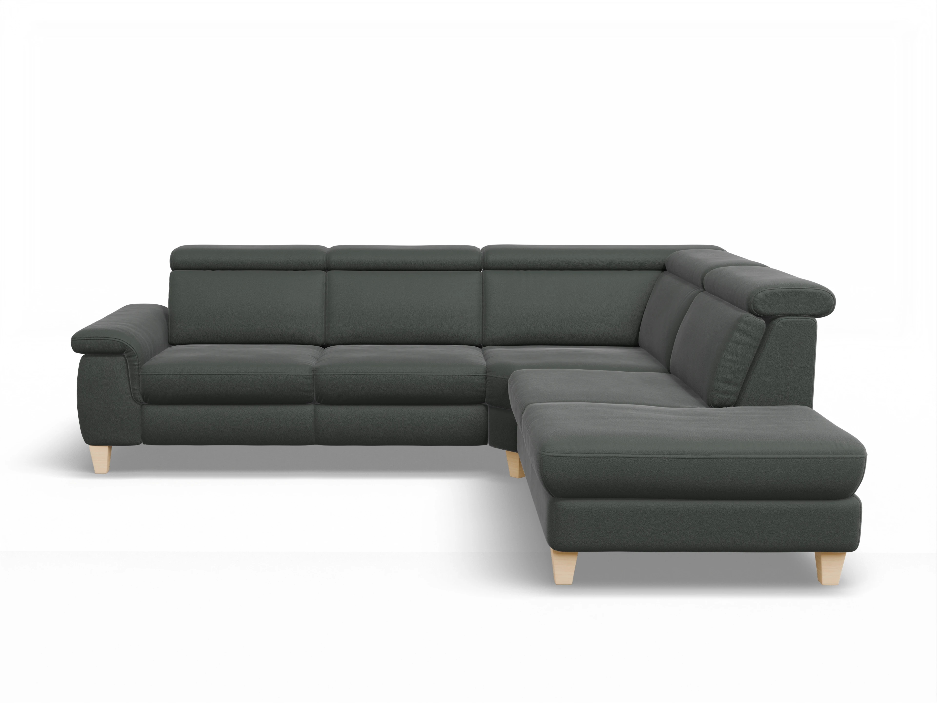 Ansicht des Produktes München Ecksofa rechts Abschluss offen in Leder Grau