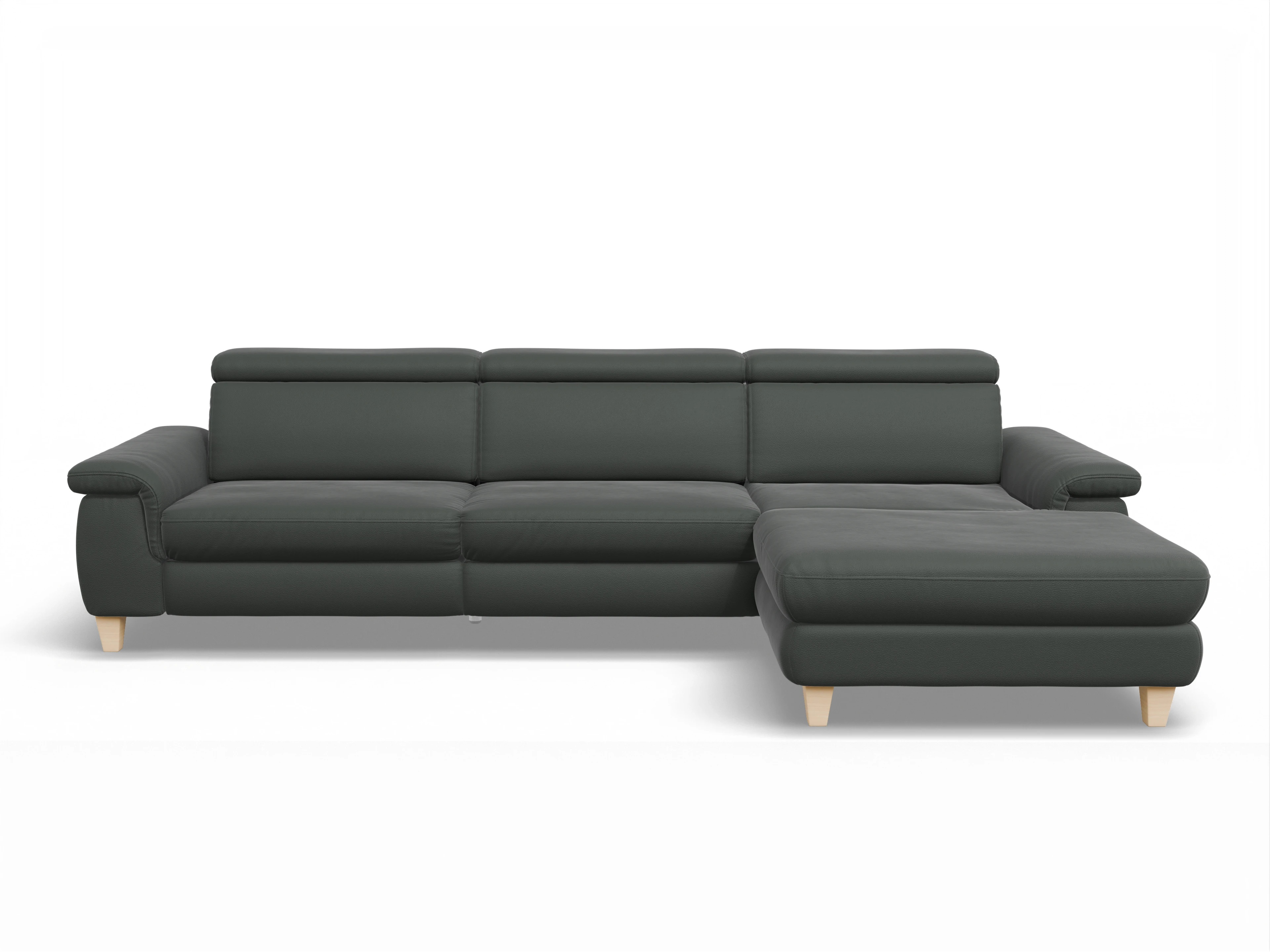 Ansicht des Produktes München Ecksofa rechts Abschluss offen in Leder Grau