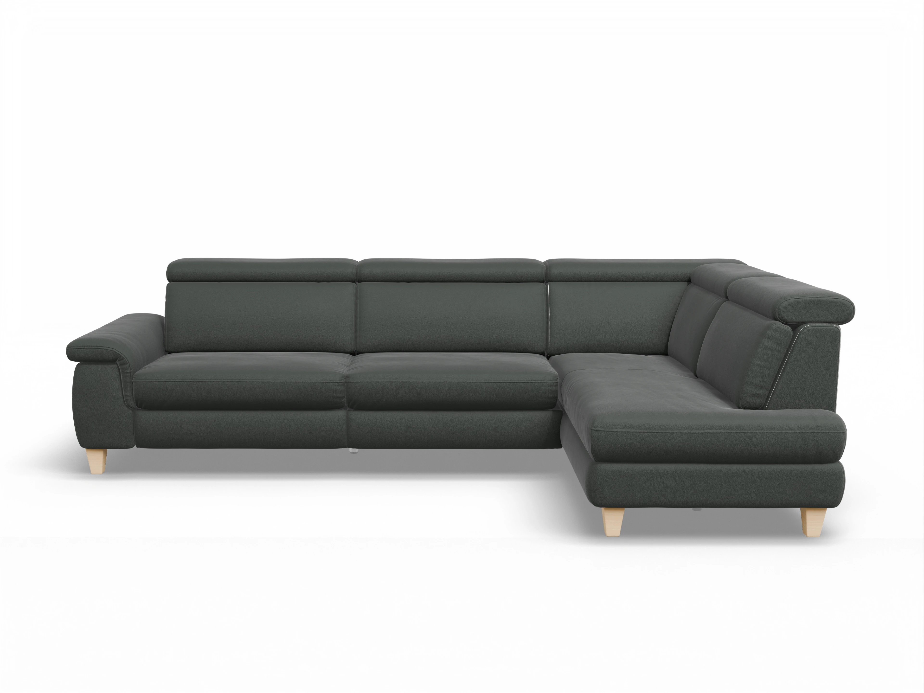 Ansicht des Produktes München Ecksofa rechts Abschluss offen in Leder Grau