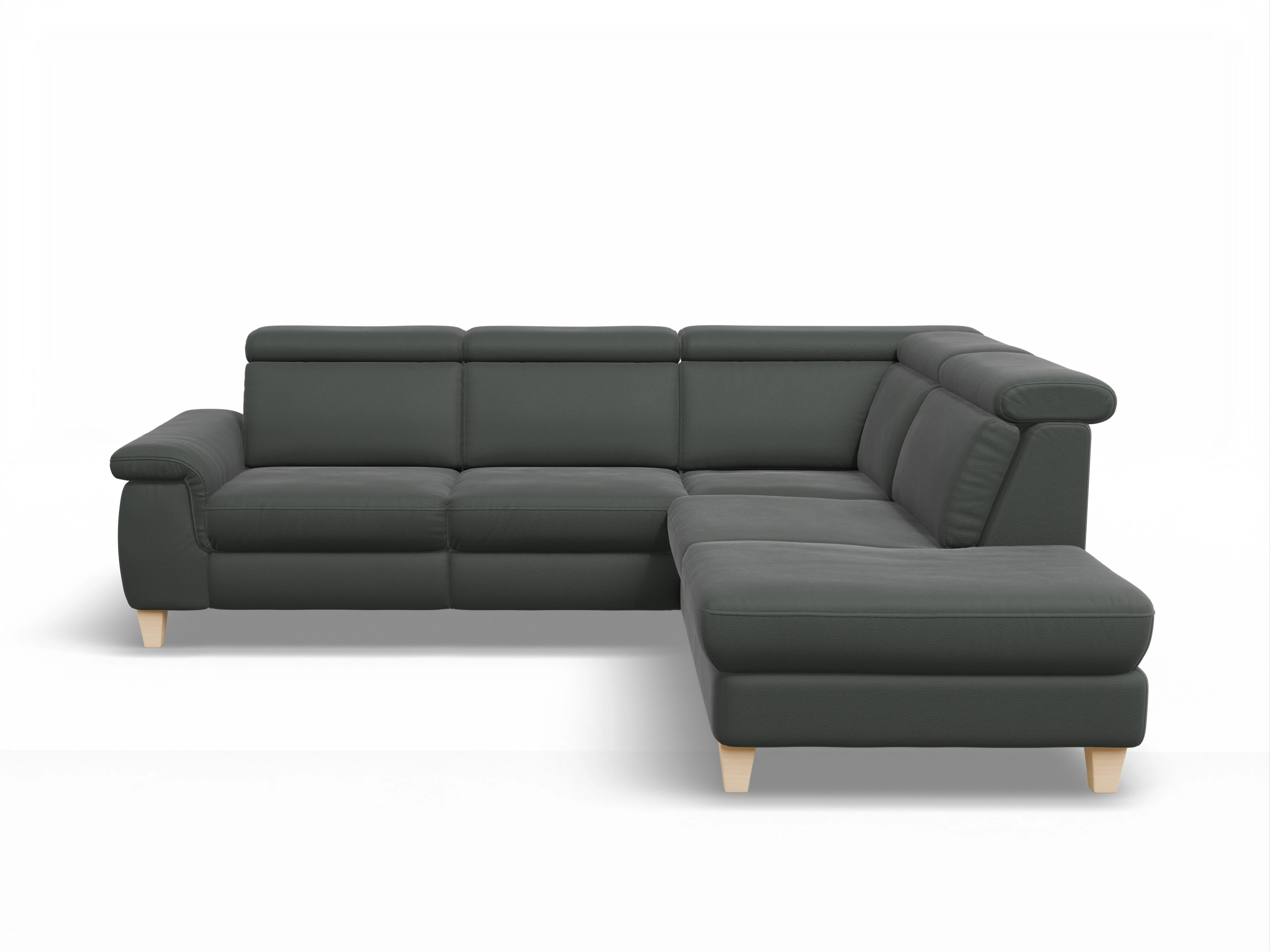 Ansicht des Produktes München Ecksofa rechts Abschluss offen in Leder Grau