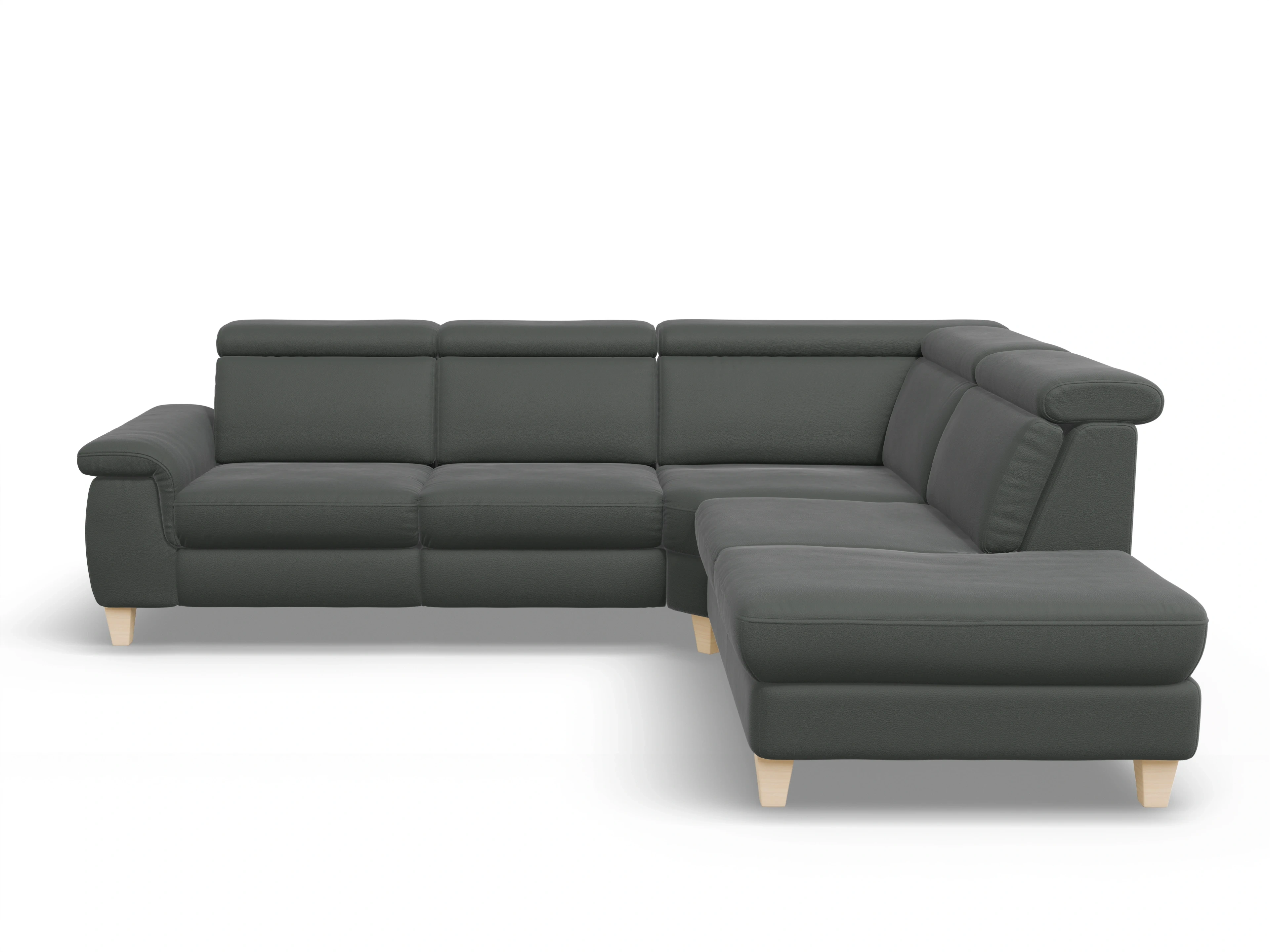 München 1AH WE Medium R Ansicht des Produktes München Ecksofa rechts Abschluss offen in Leder Grau