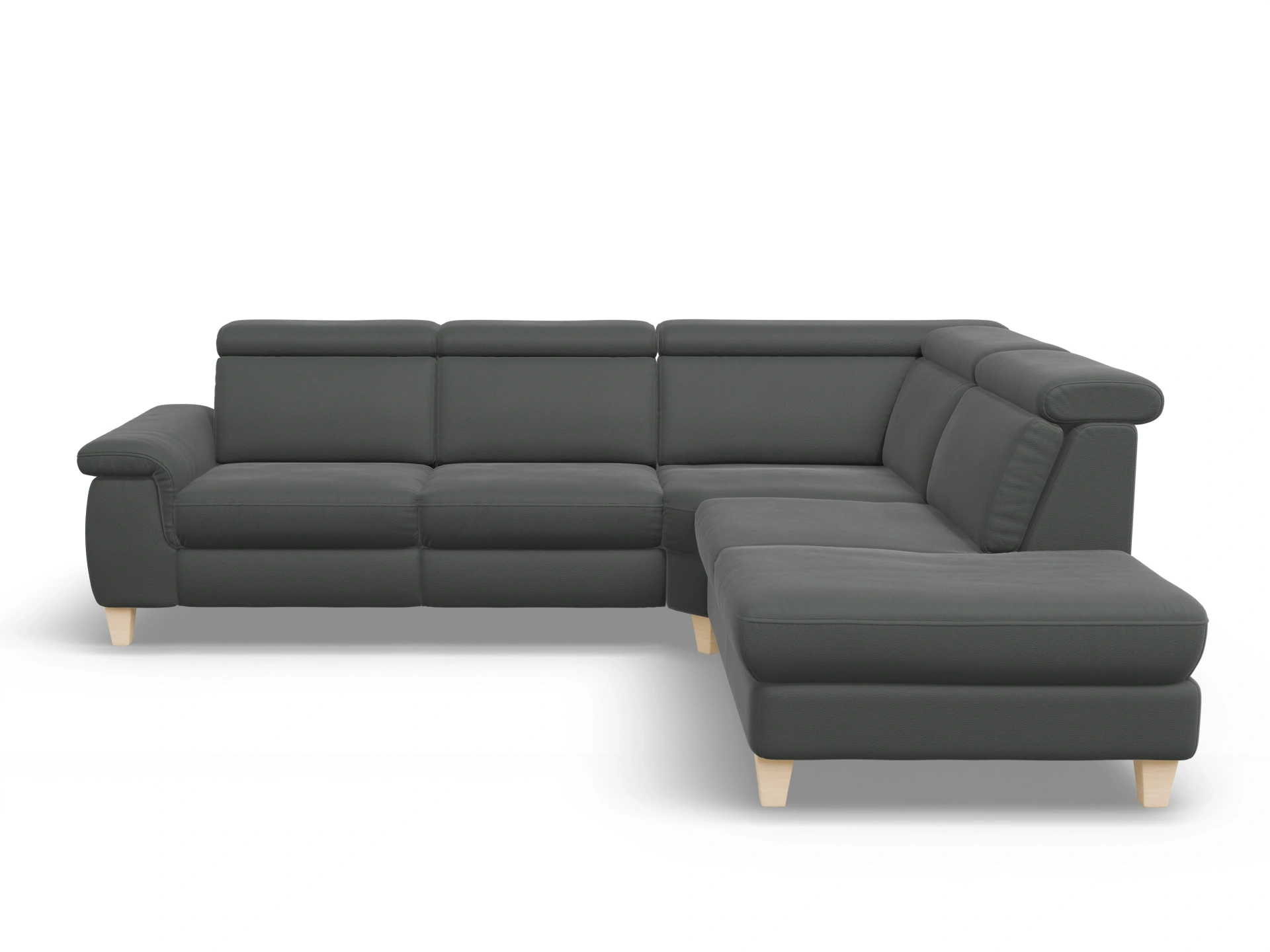 Ansicht des Produktes München Ecksofa rechts Abschluss offen in Leder Grau