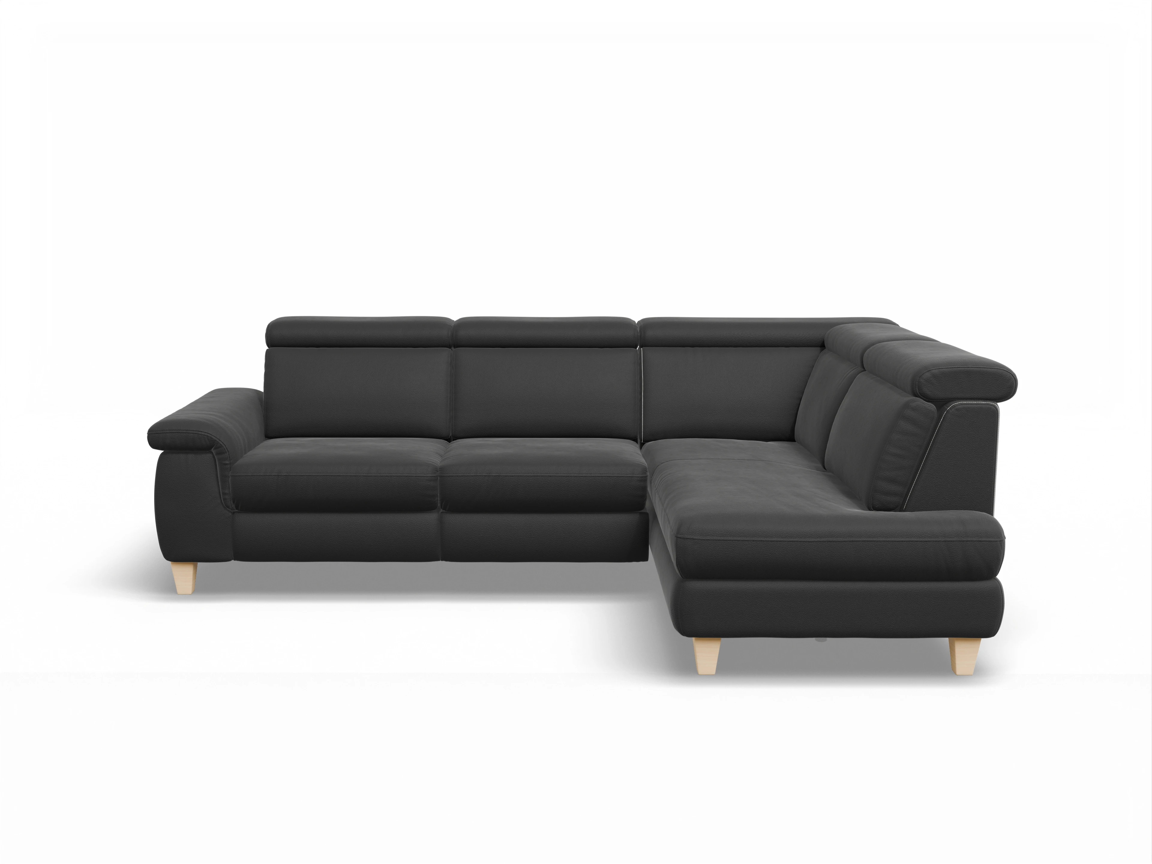 München KO Medium R Ansicht des Produktes München Ecksofa rechts Abschluss offen in Leder Schwarz