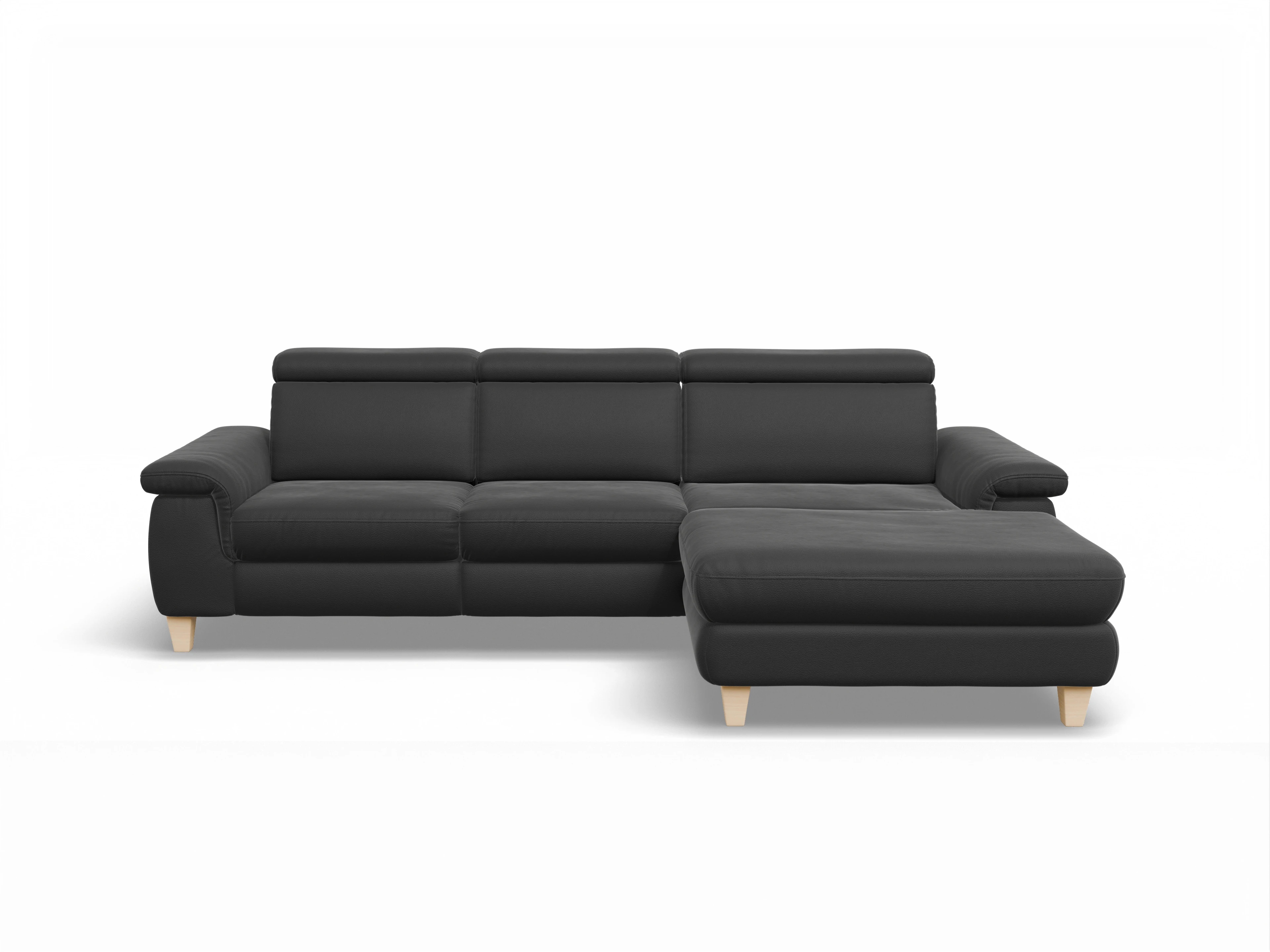 München LOgroß Medium R Ansicht des Produktes München Ecksofa rechts Abschluss offen in Leder Schwarz