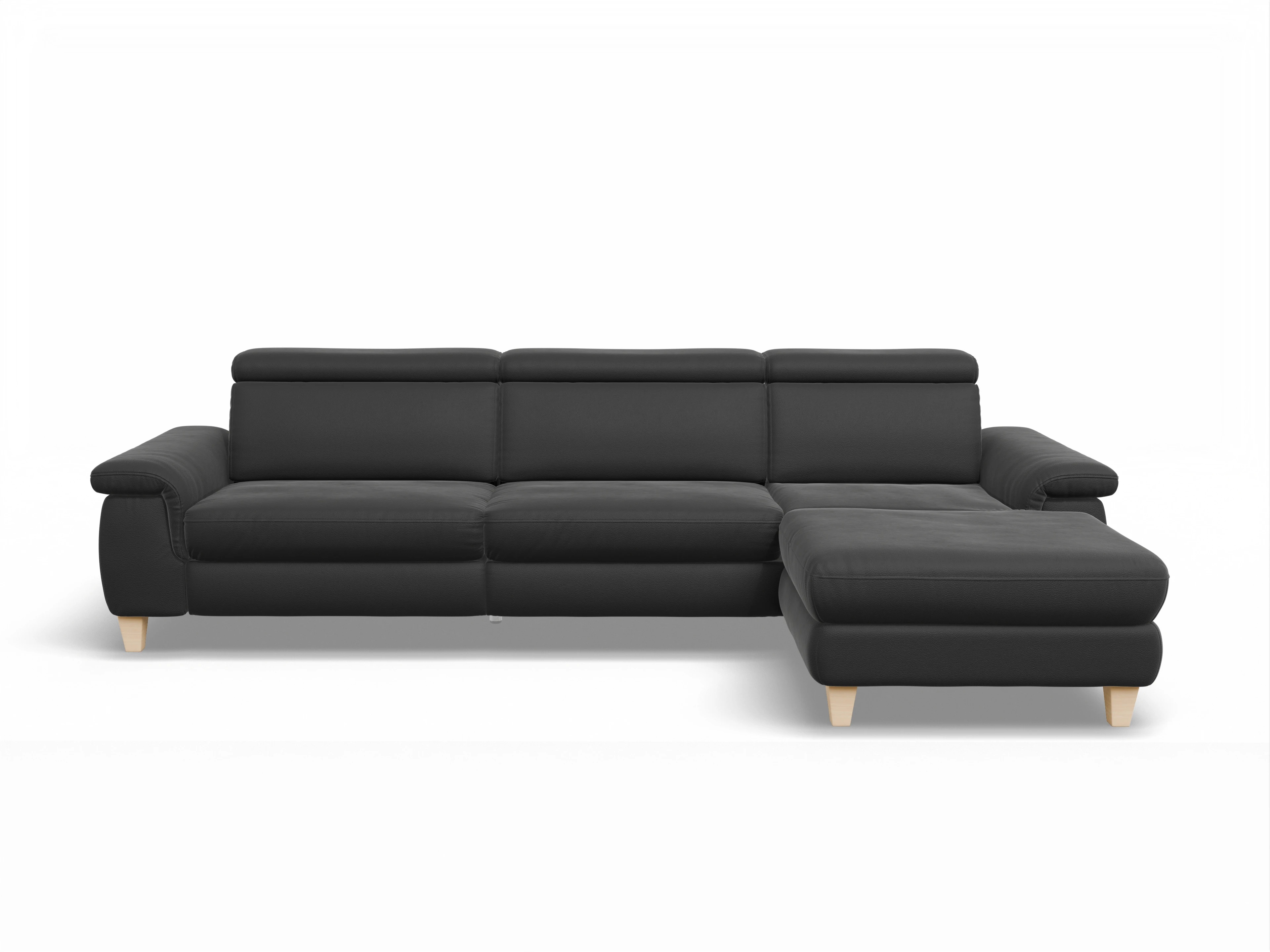 München LO Large R Ansicht des Produktes München Ecksofa rechts Abschluss offen in Leder Schwarz