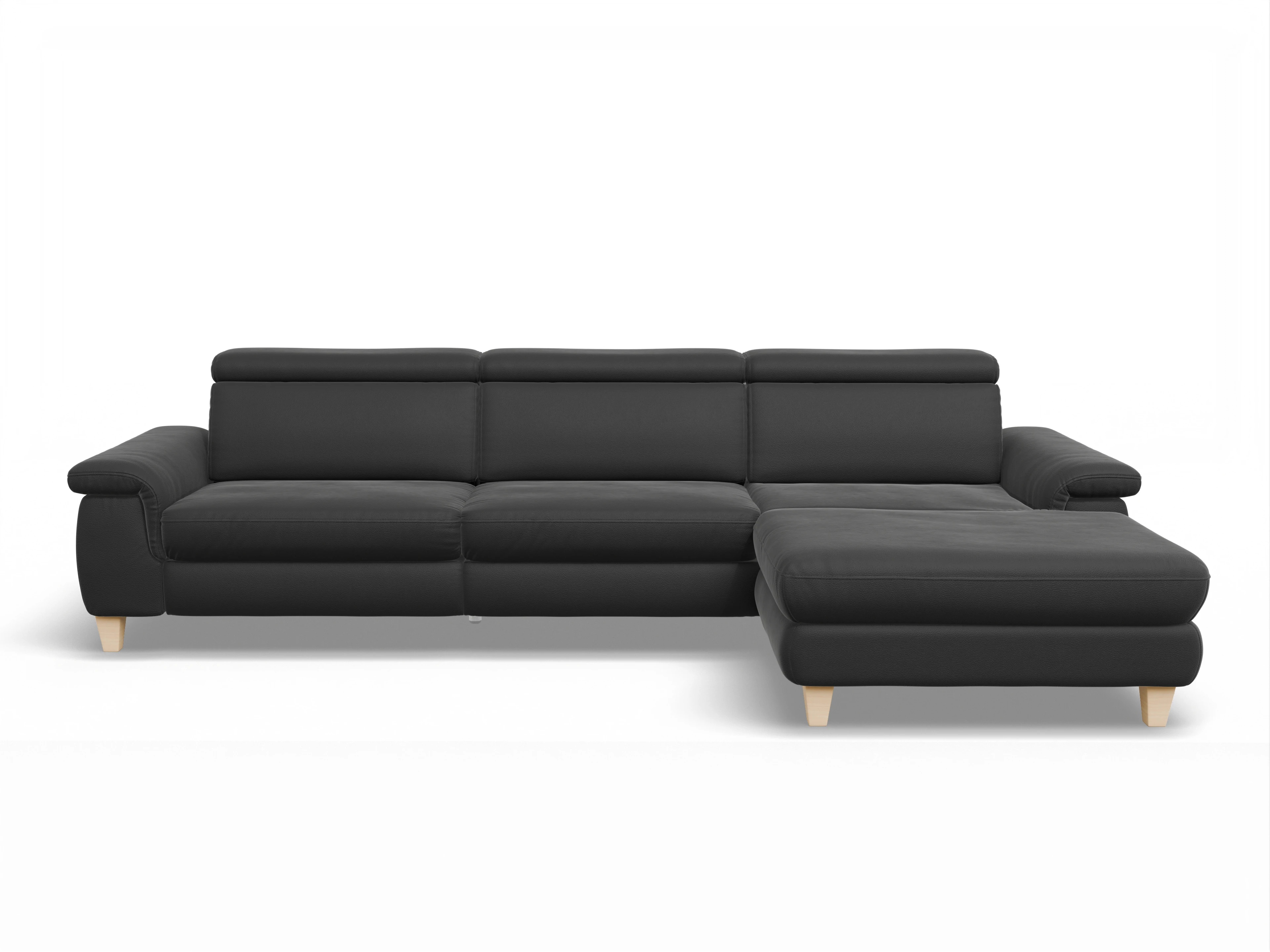 München LOgroß Large R Ansicht des Produktes München Ecksofa rechts Abschluss offen in Leder Schwarz