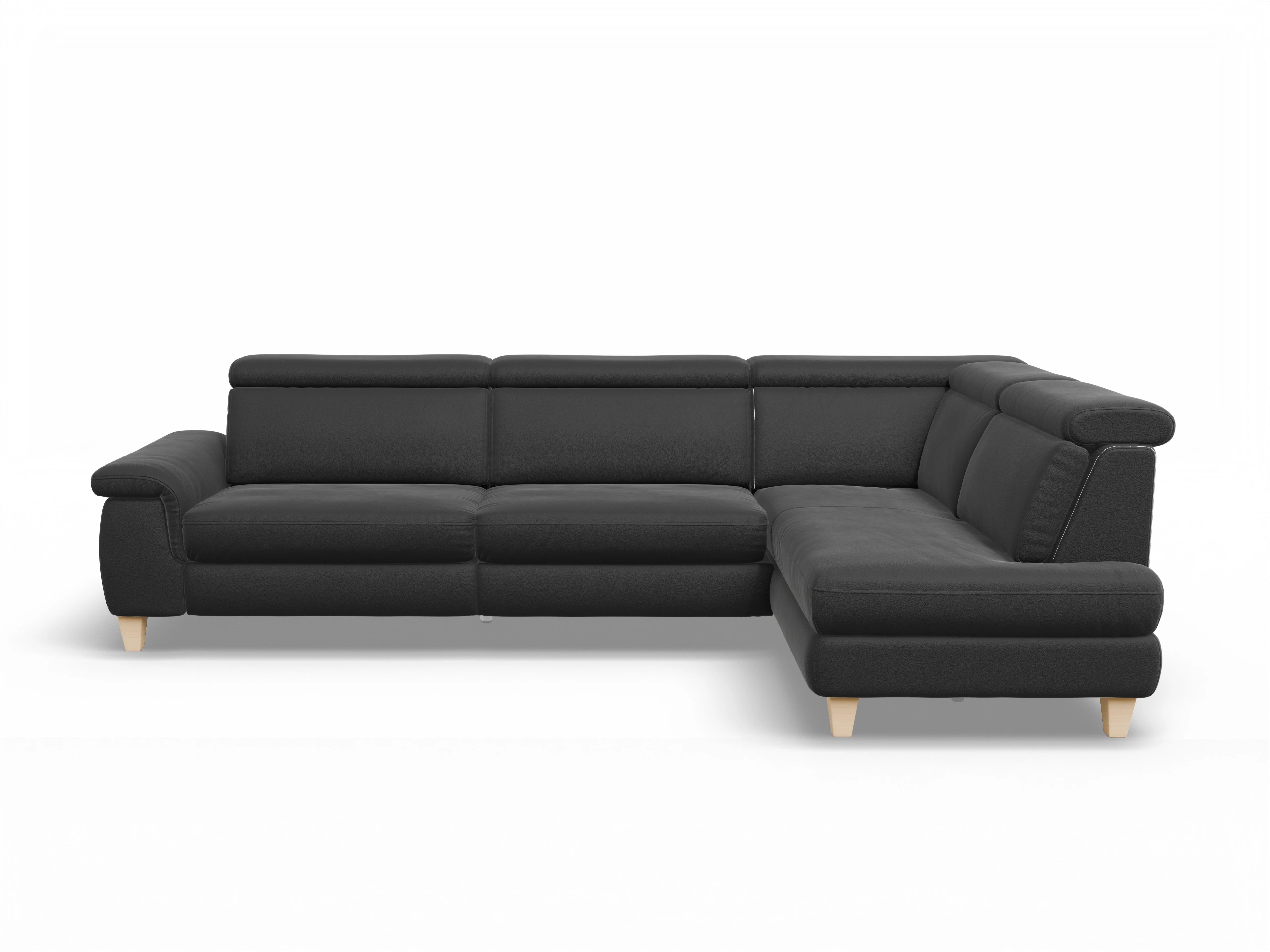 Ansicht des Produktes München Ecksofa rechts Abschluss offen in Leder Schwarz