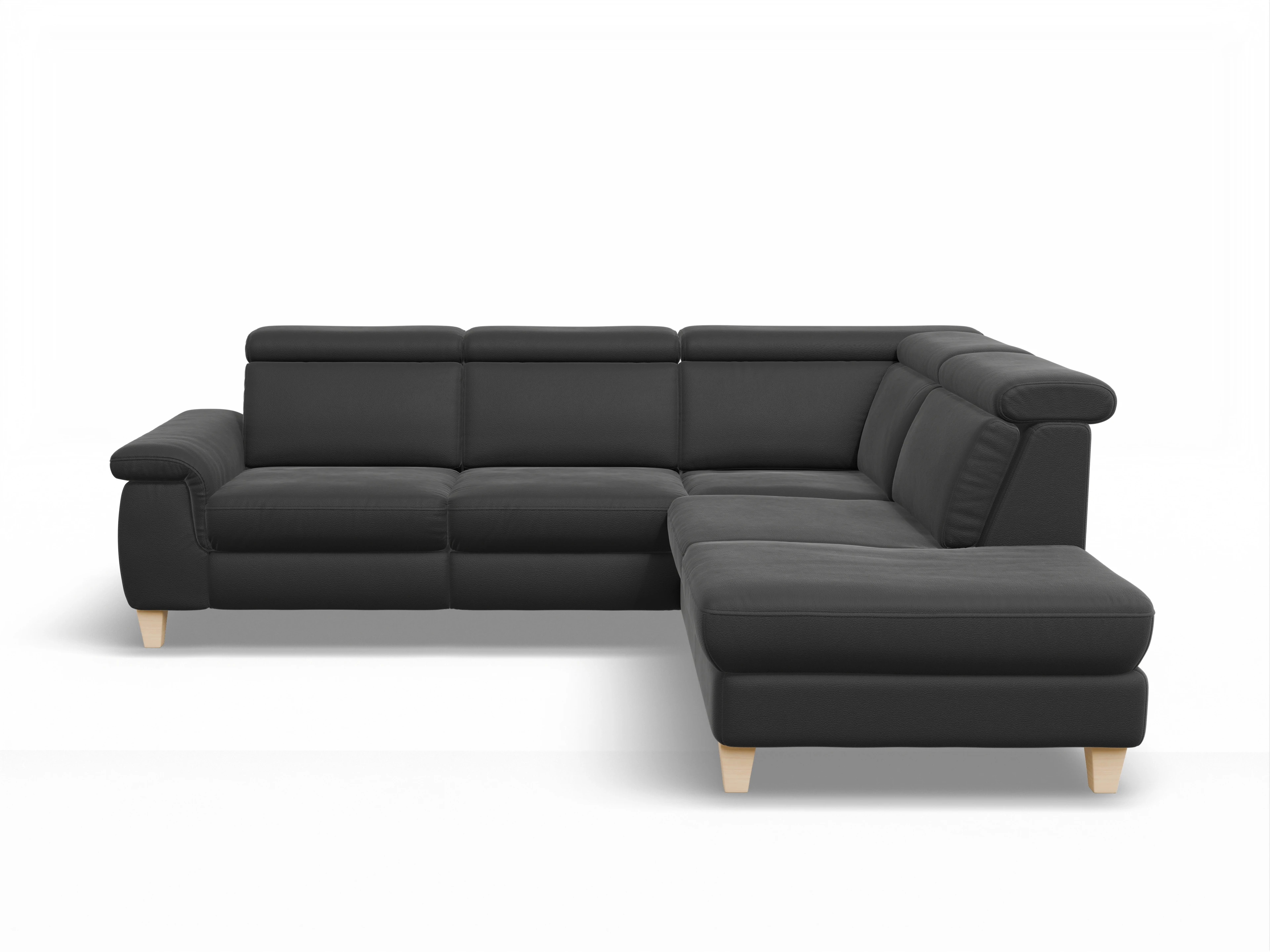 München 1AH WEkl Medium R Ansicht des Produktes München Ecksofa rechts Abschluss offen in Leder Schwarz