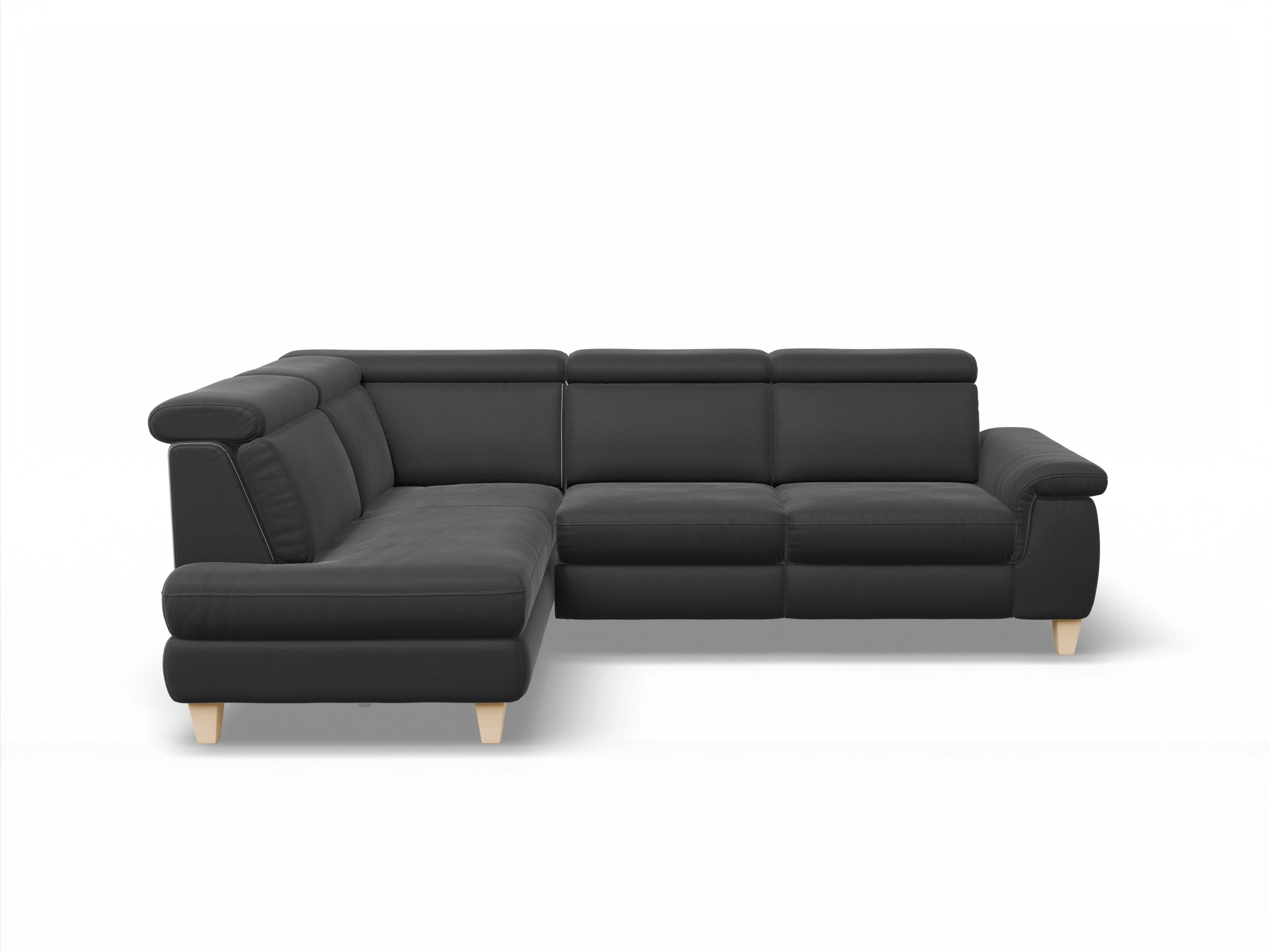 München KO Medium L Ansicht des Produktes München Ecksofa links Abschluss offen in Leder Schwarz