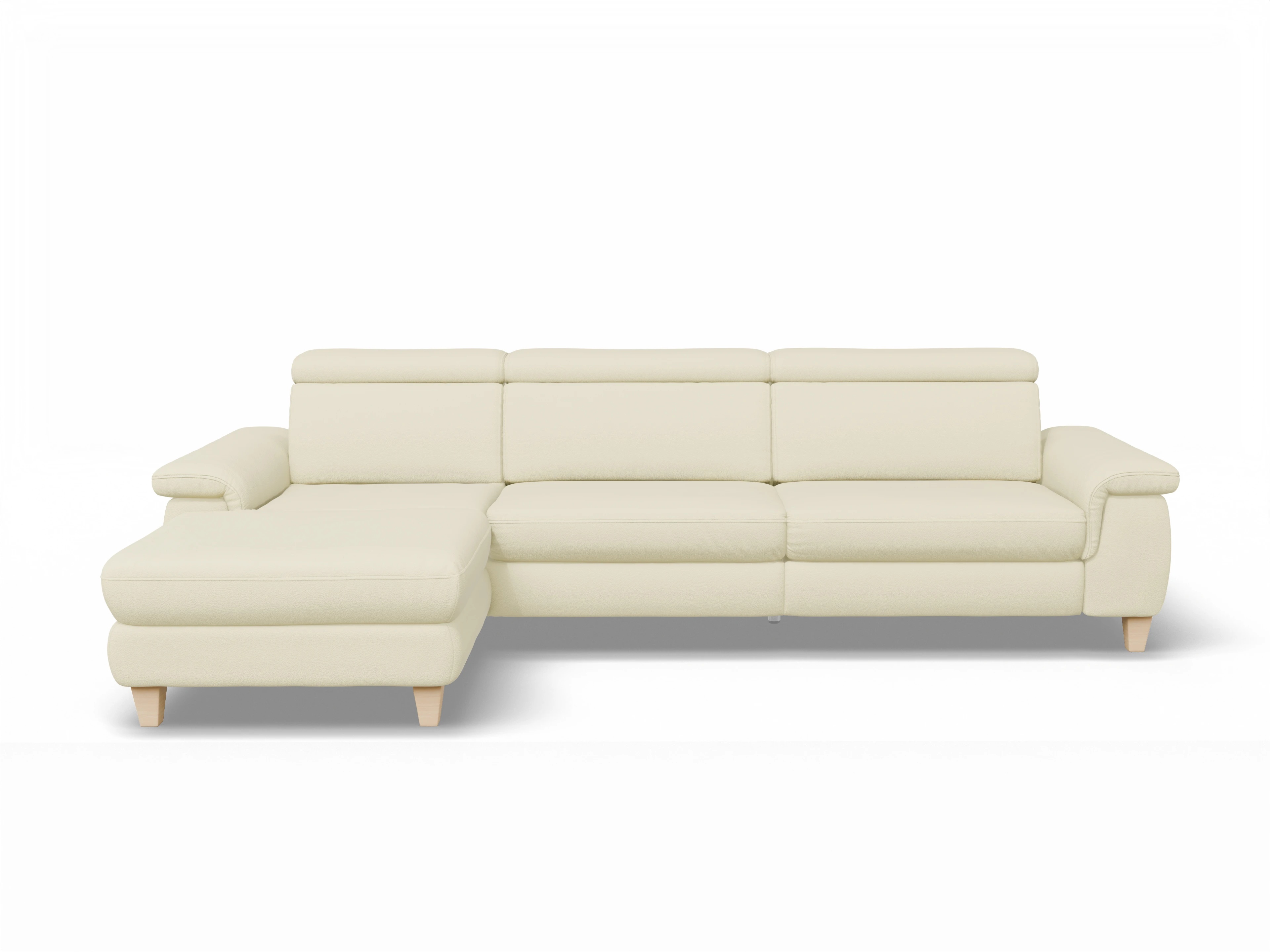 Ansicht des Produktes München Ecksofa links Abschluss offen in Leder Grau