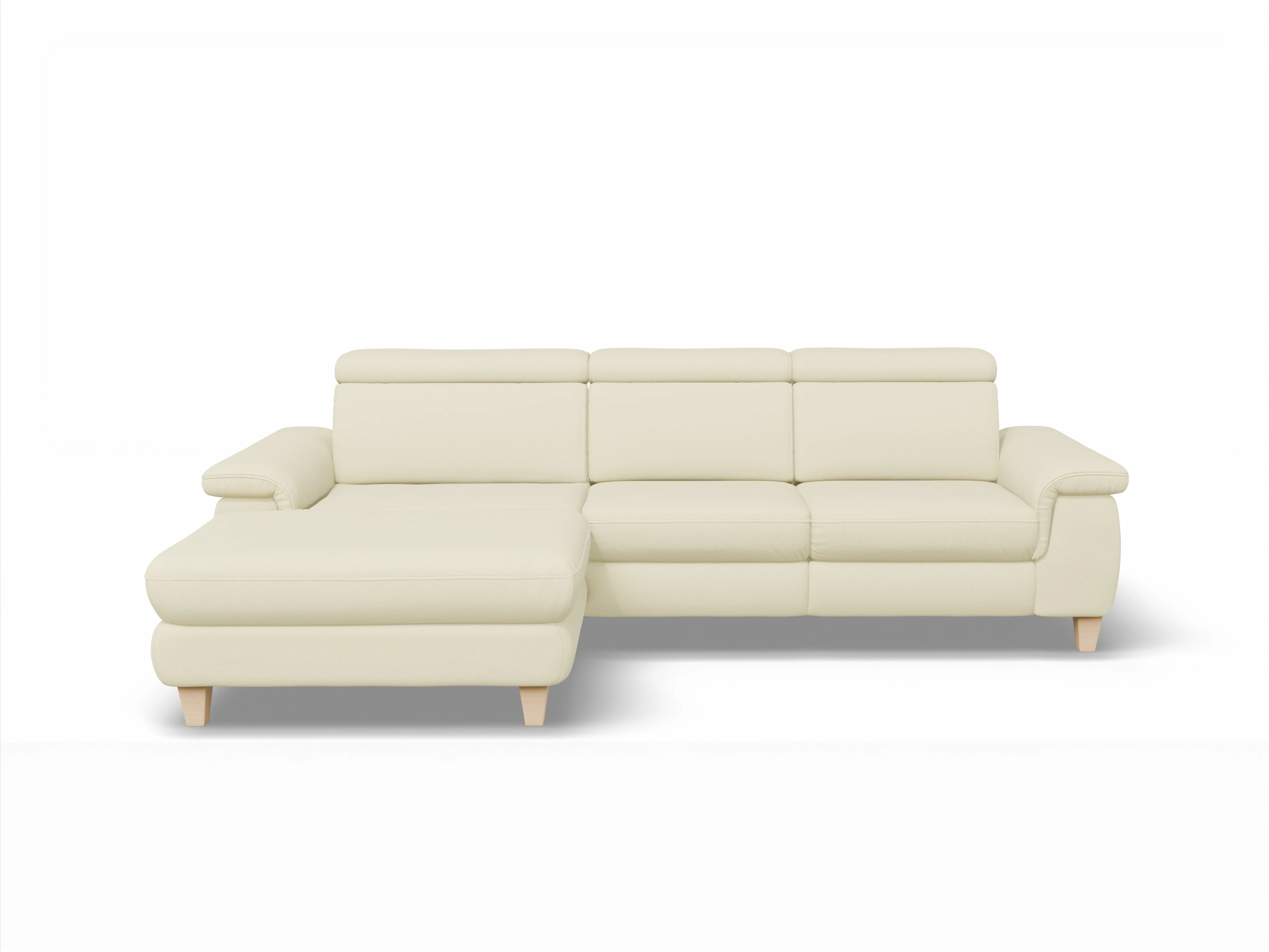 Ansicht des Produktes München Ecksofa links Abschluss offen in Leder Grau