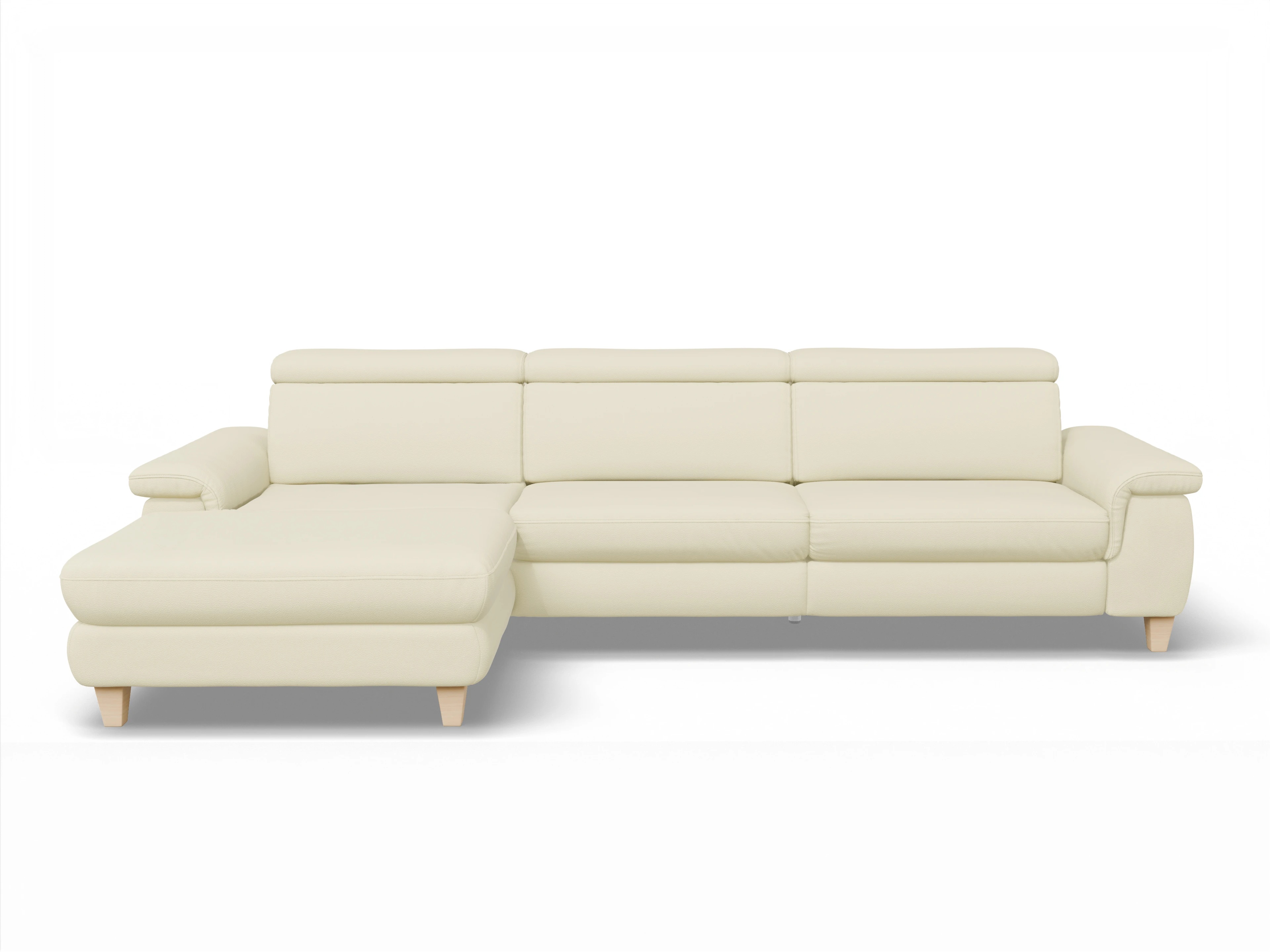 Ansicht des Produktes München Ecksofa links Abschluss offen in Leder Grau