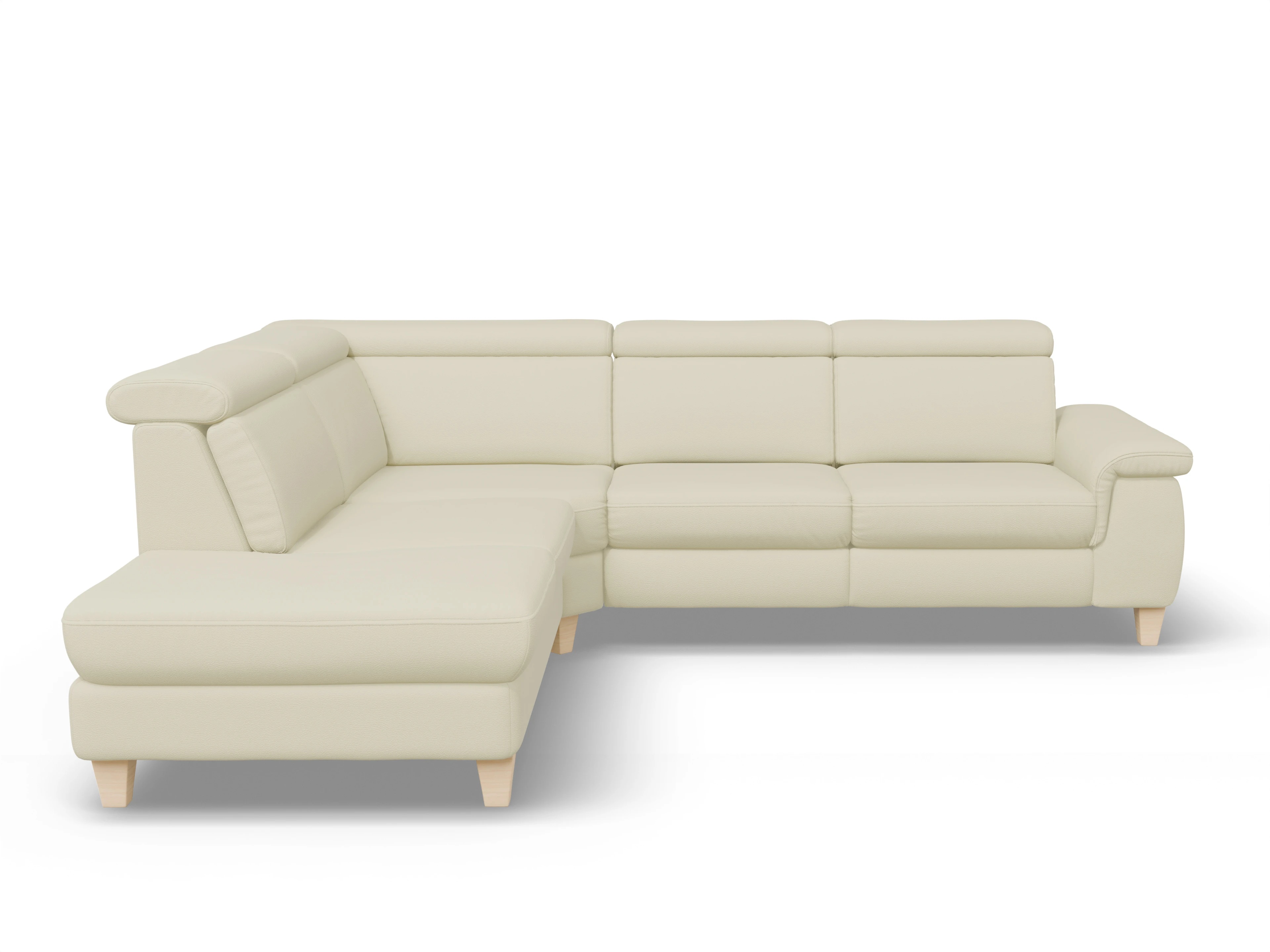 Ansicht des Produktes München Ecksofa links Abschluss offen in Leder Grau