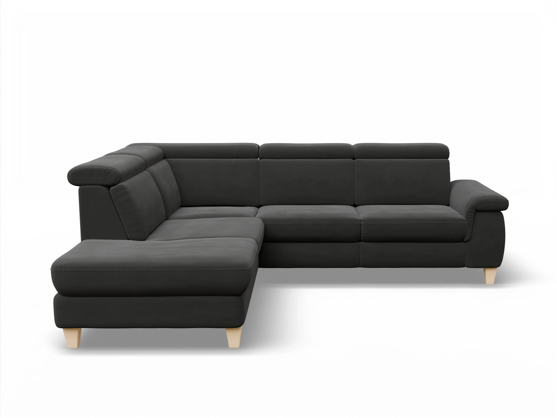 Ansicht des Produktes München Ecksofa links mit Armlehne in Stoff Grau