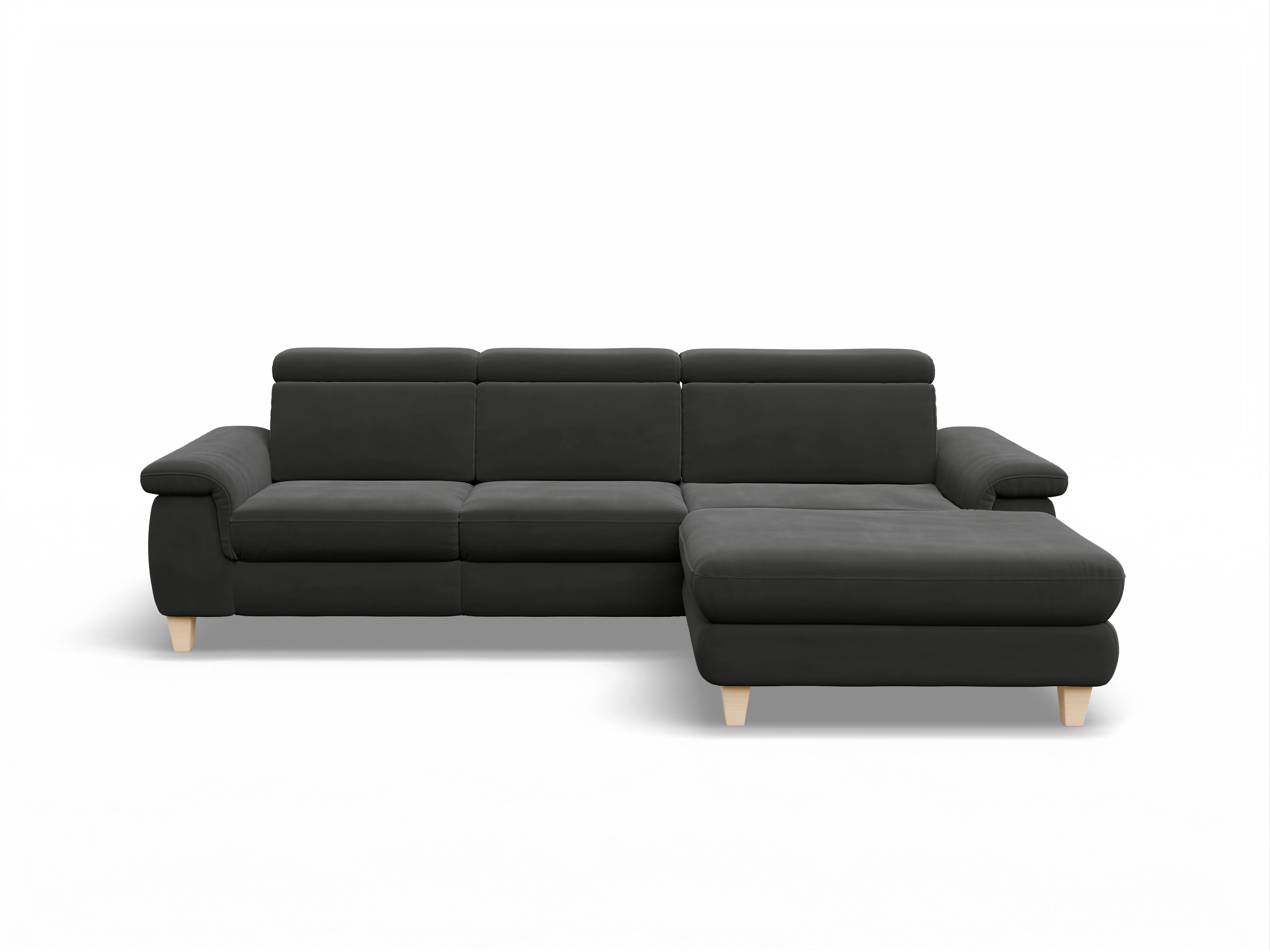 Ansicht des Produktes München Ecksofa rechts Abschluss offen in Stoff Grau